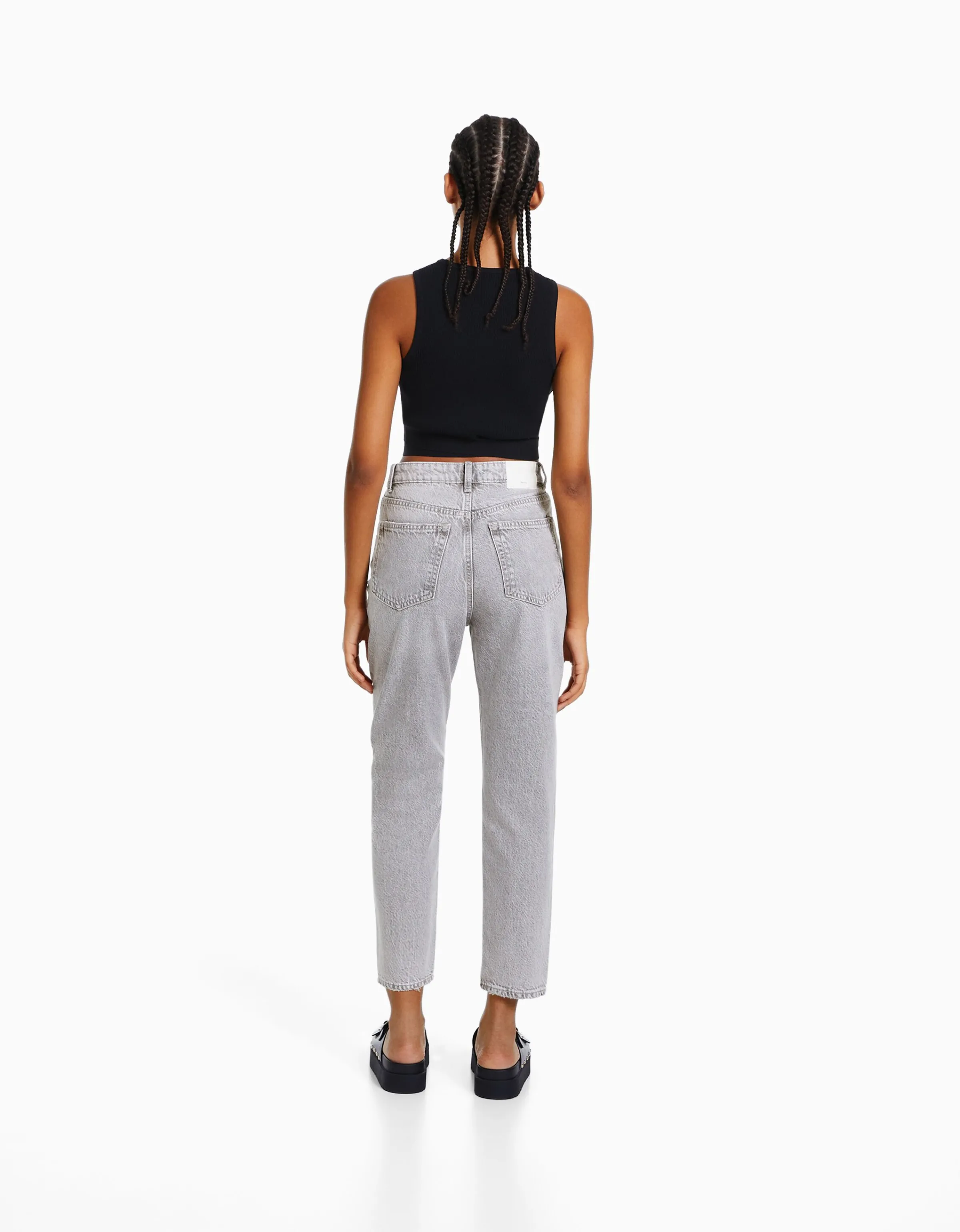 BERSHKA Jeans mom Azul lavado Clearance