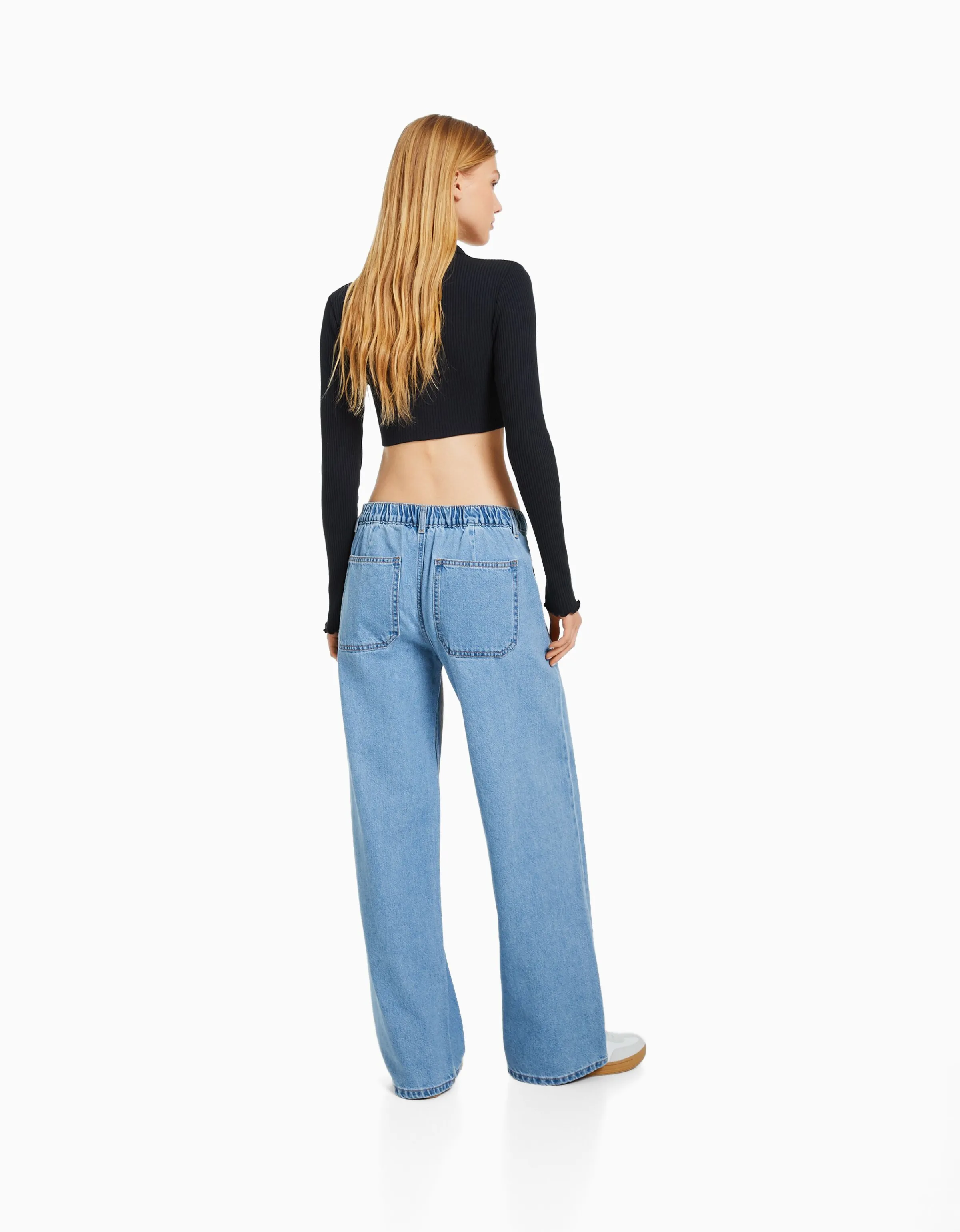 BERSHKA Jeans 90´s cintura elástica bolsillos Azul lavado Shop