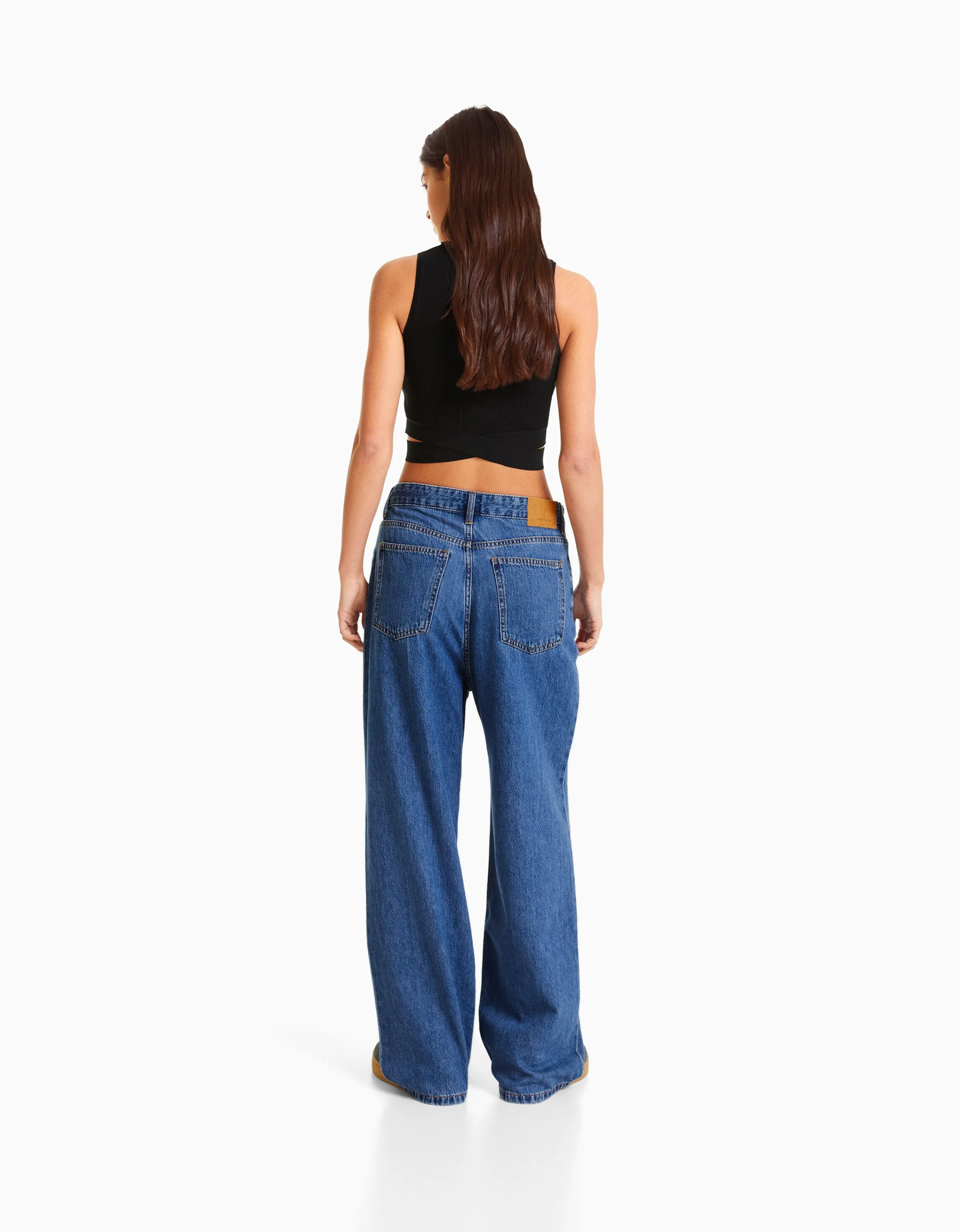 BERSHKA Jeans 90's pliegues Azul lavado Best Sale