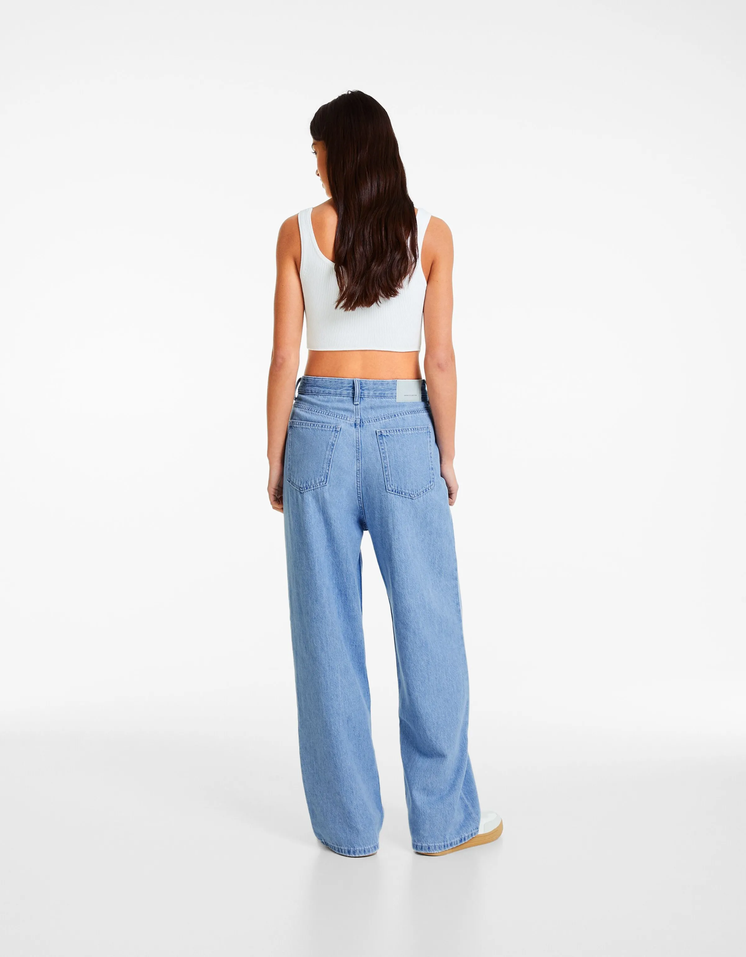 BERSHKA Jeans 90's pliegues Azul lavado Outlet