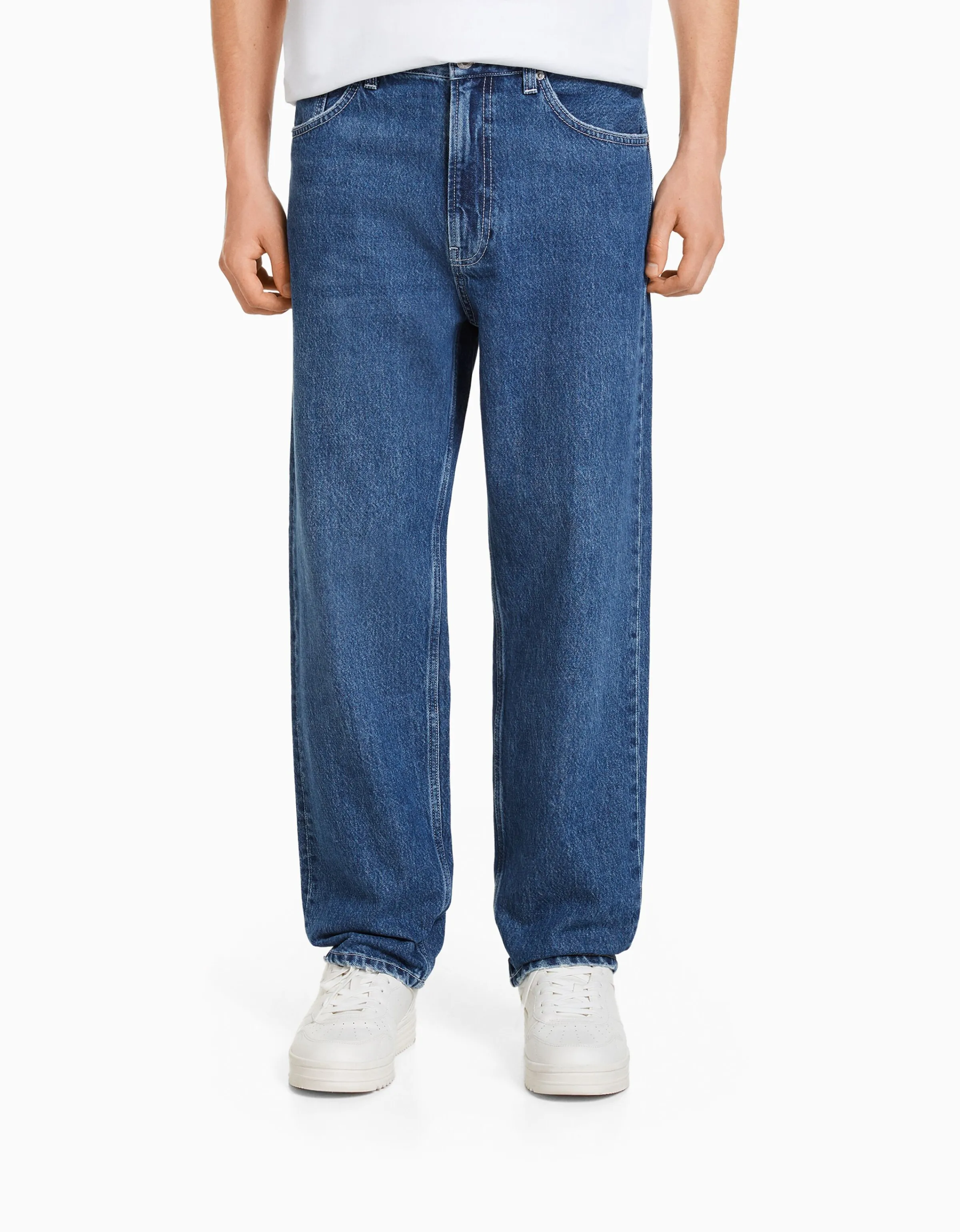 BERSHKA Jeans 90´s wide Azul Best Sale