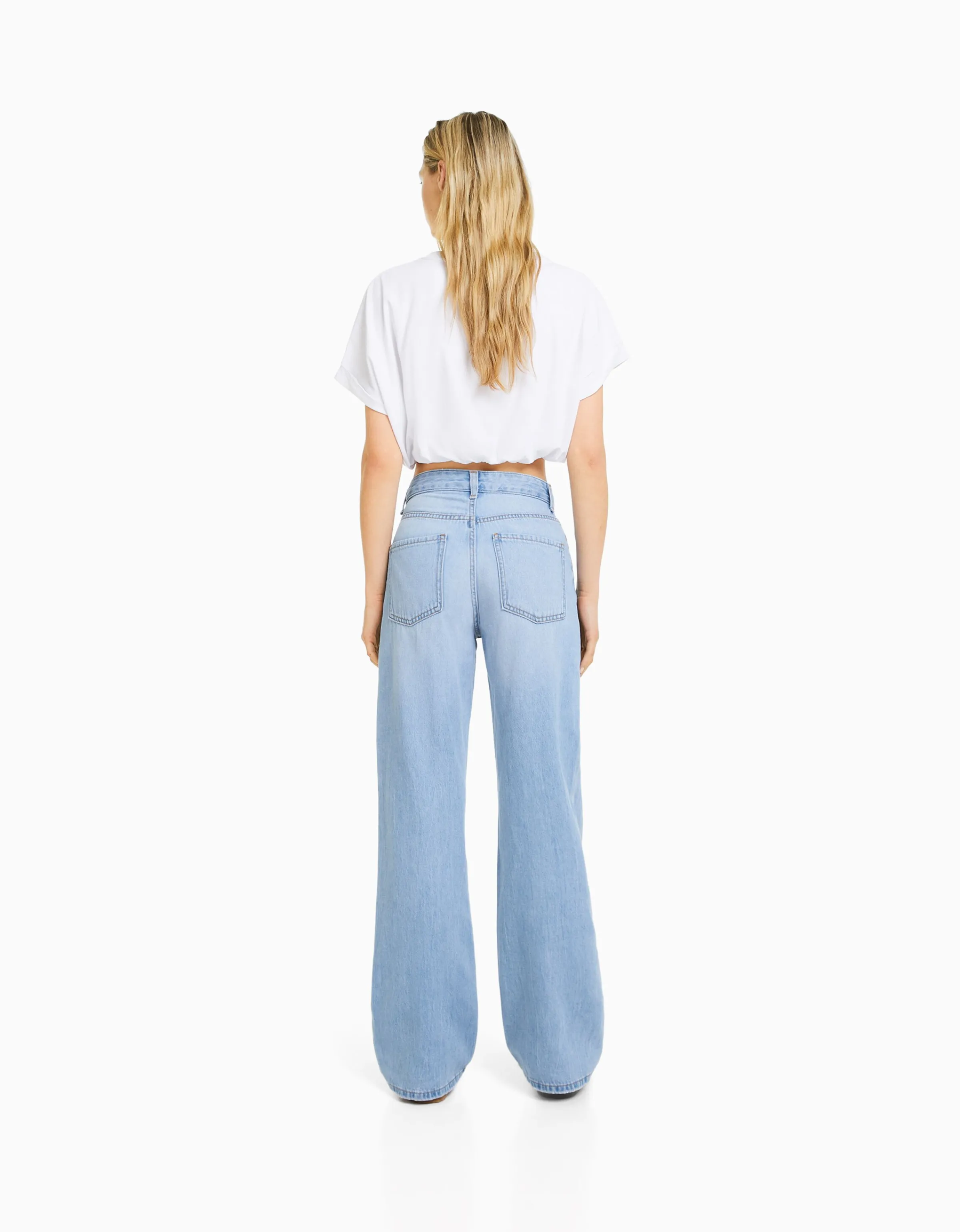 BERSHKA Jeans 90's wide leg Blanco roto Best