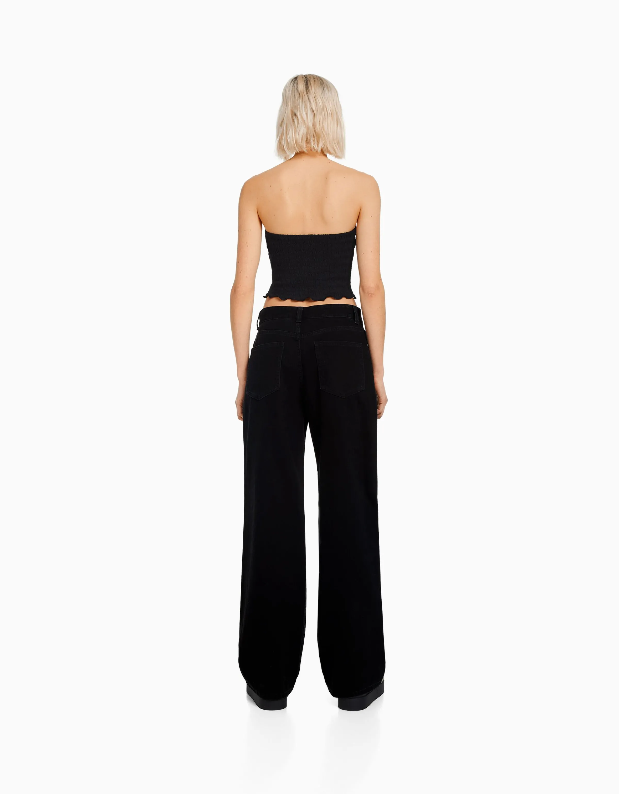 BERSHKA Jeans 90's wide leg rotos Azul Flash Sale