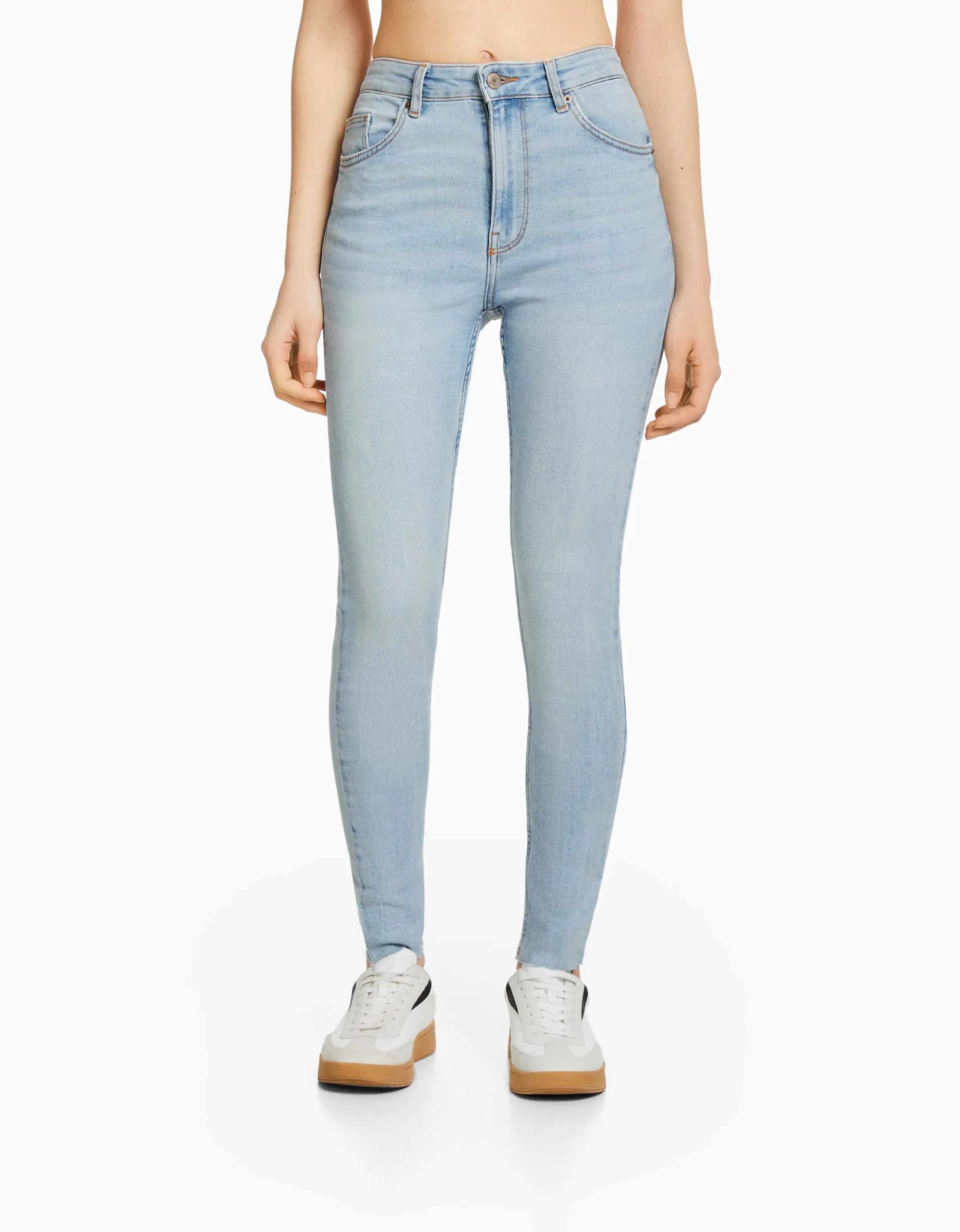 BERSHKA Jeans skinny high waist Azul Store