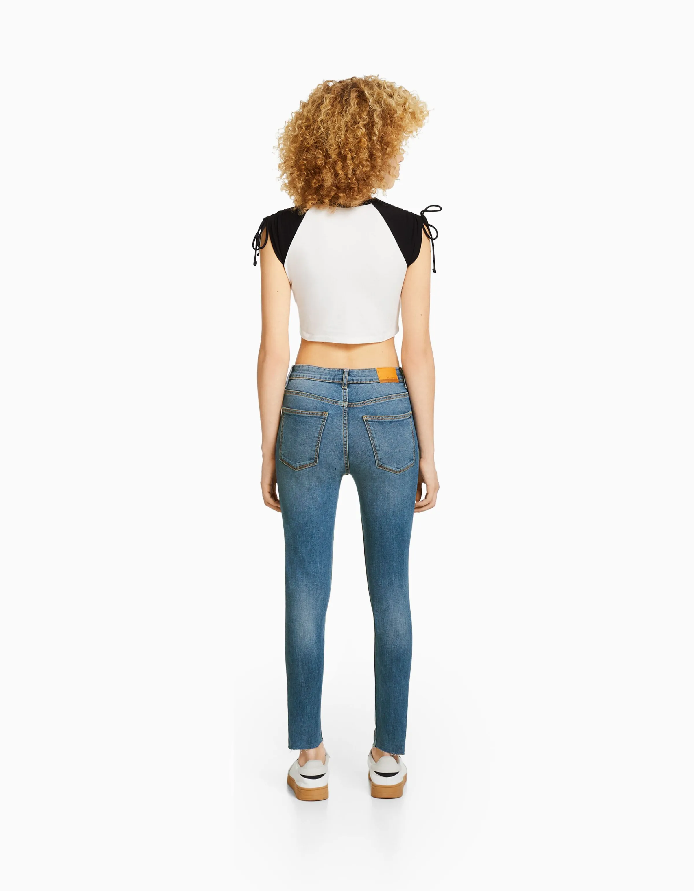 BERSHKA Jeans skinny high waist Azul Discount