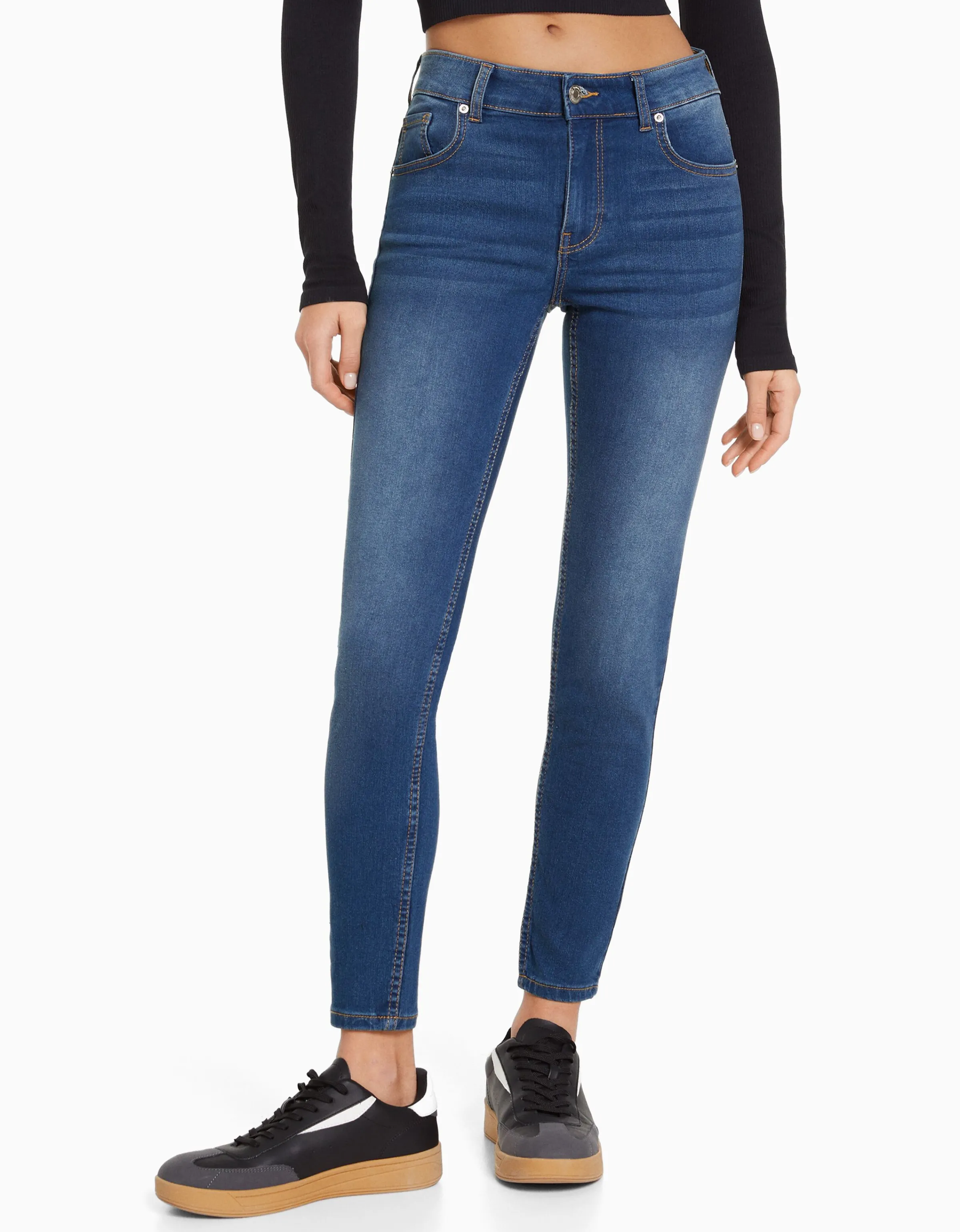 BERSHKA Jeans skinny push up Azul Best Sale