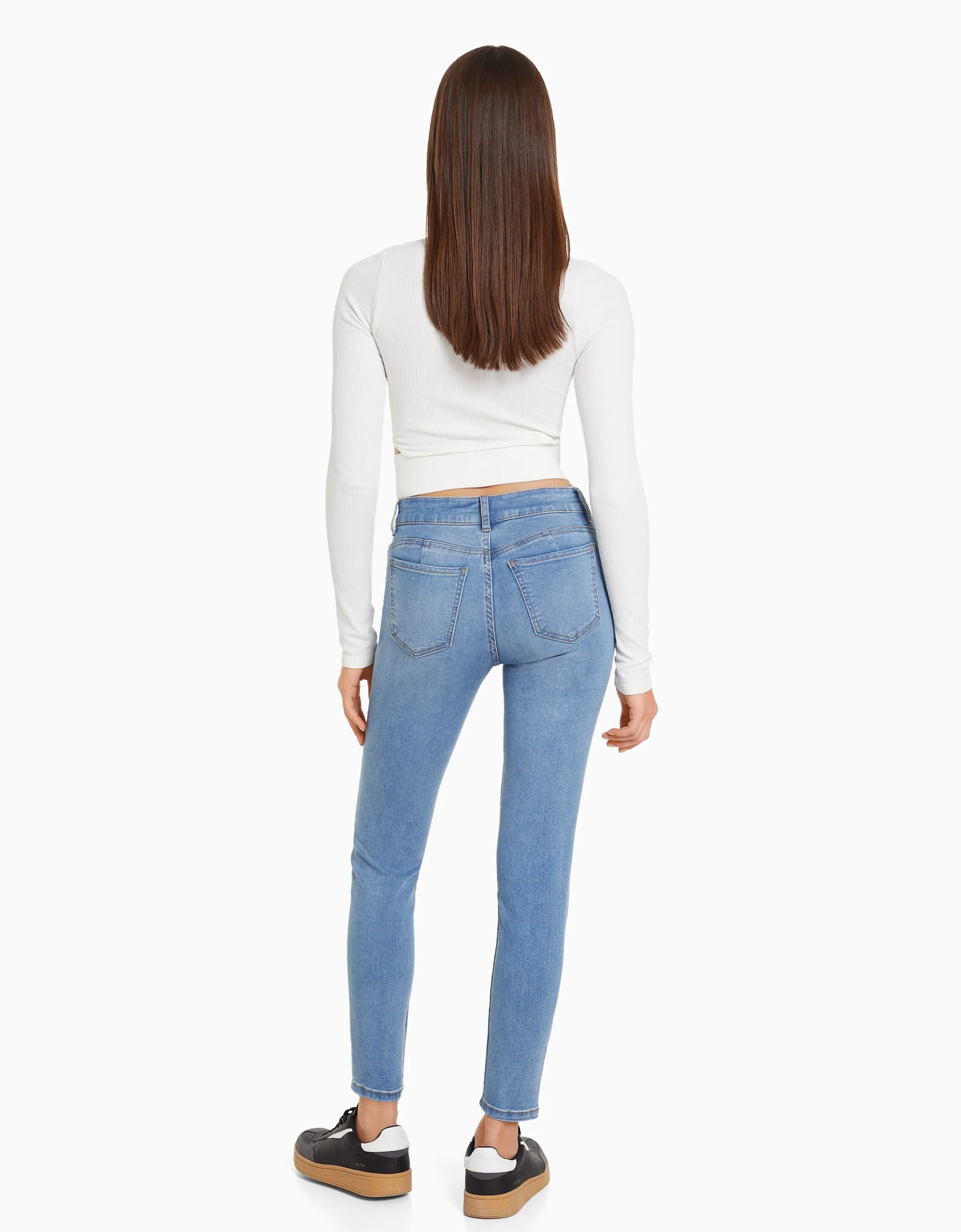 BERSHKA Jeans skinny push up Azul Fashion