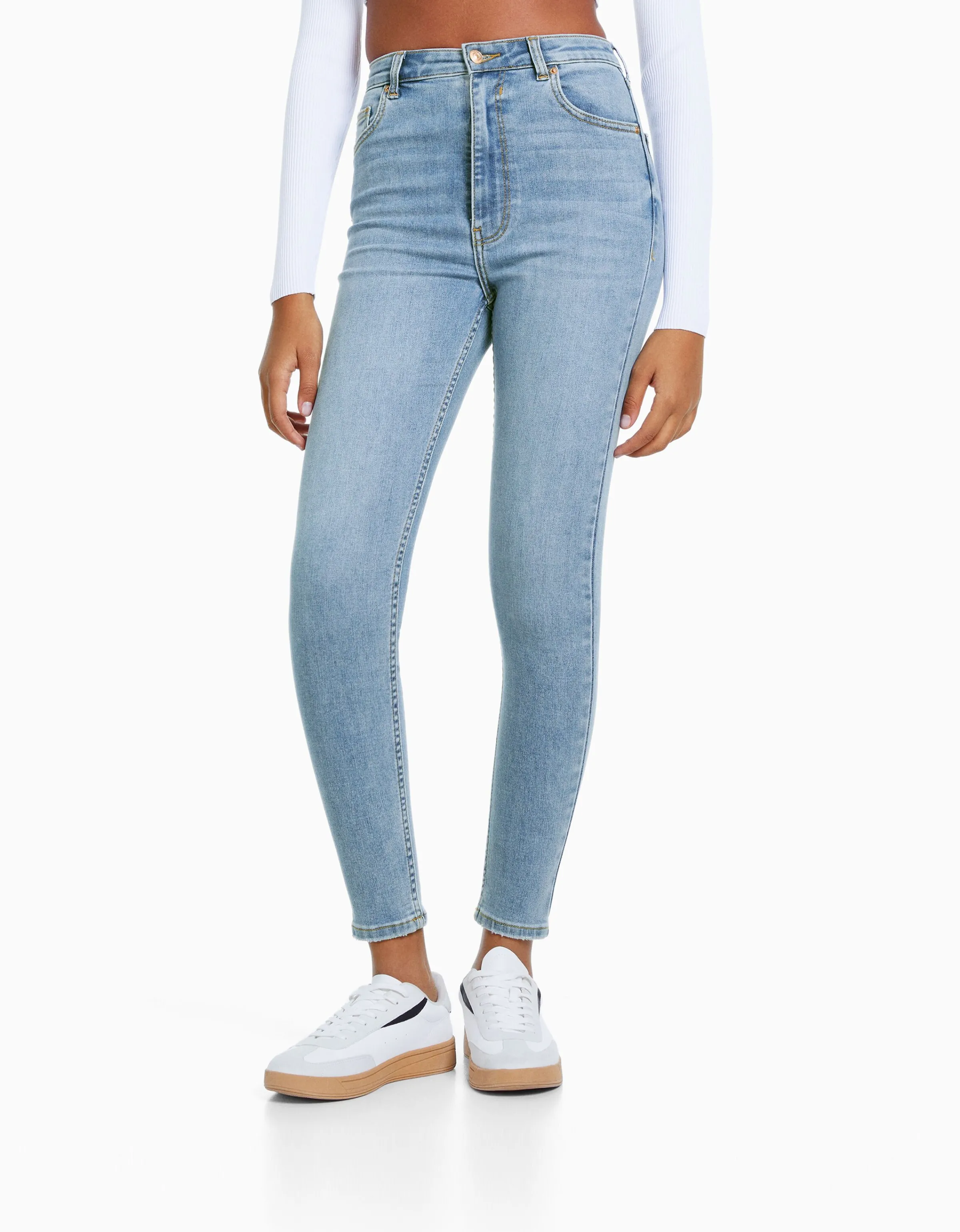 BERSHKA Jeans skinny super high waist Azul Store