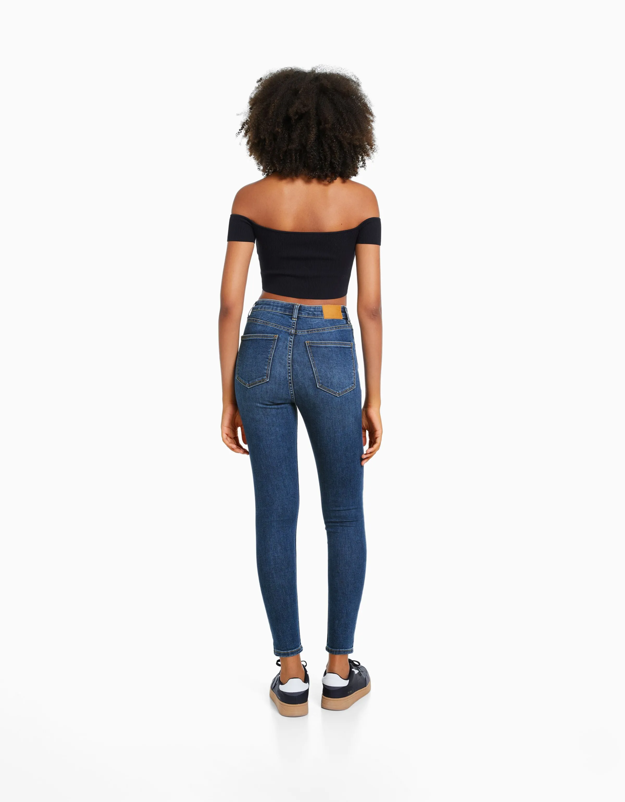 BERSHKA Jeans skinny super high waist Azul Outlet