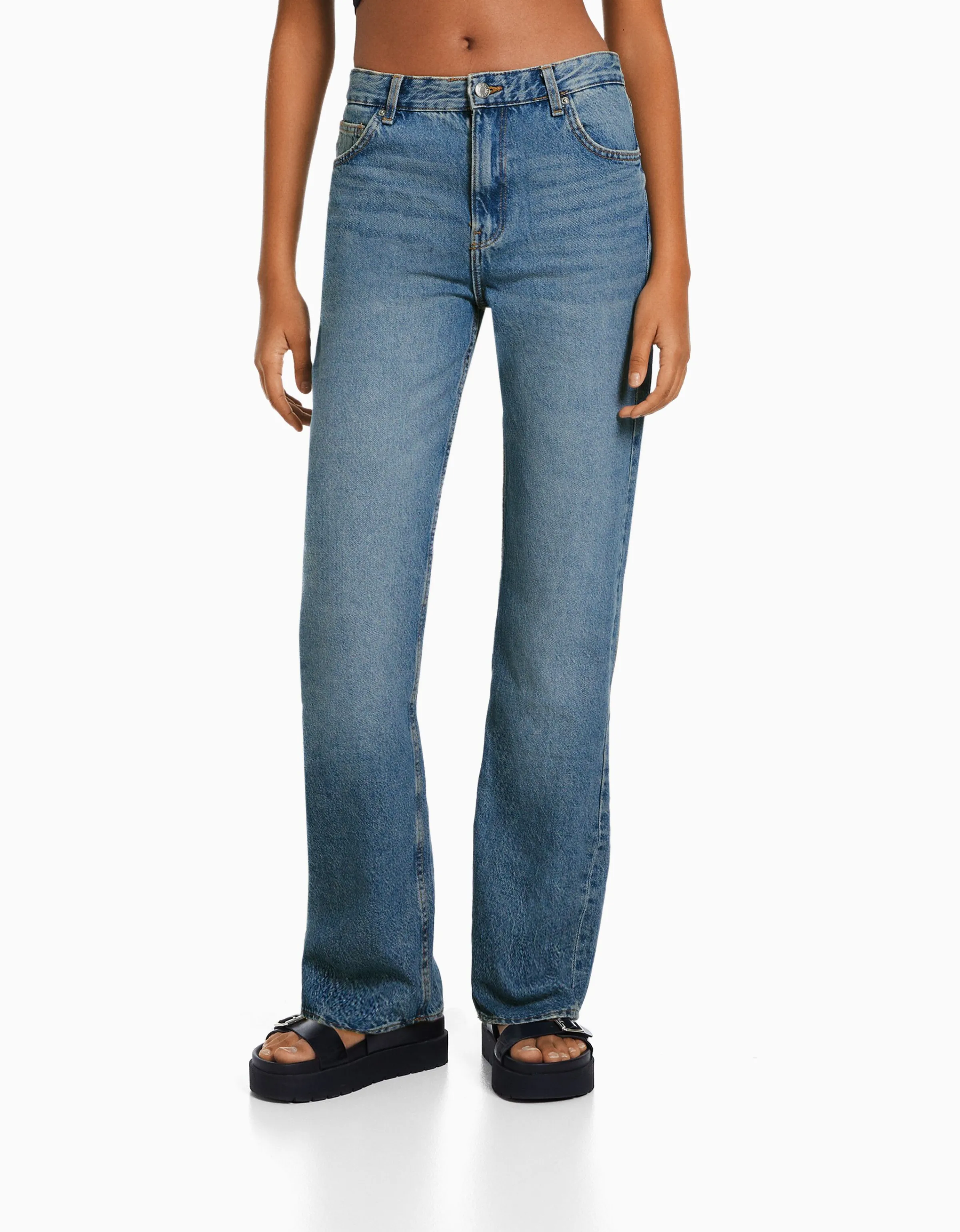 BERSHKA Jeans straight Azul claro Best Sale