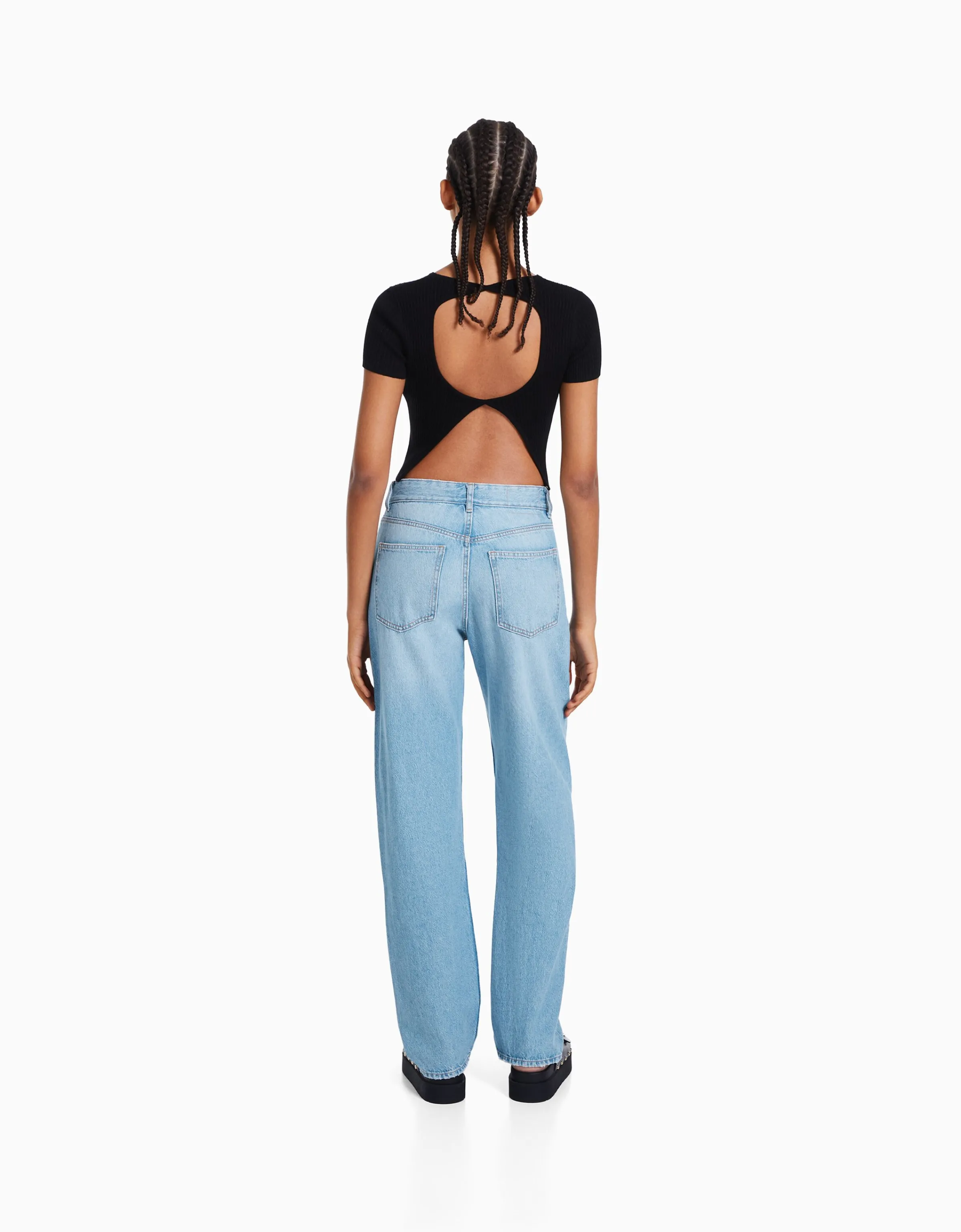 BERSHKA Jeans straight Azul claro Clearance