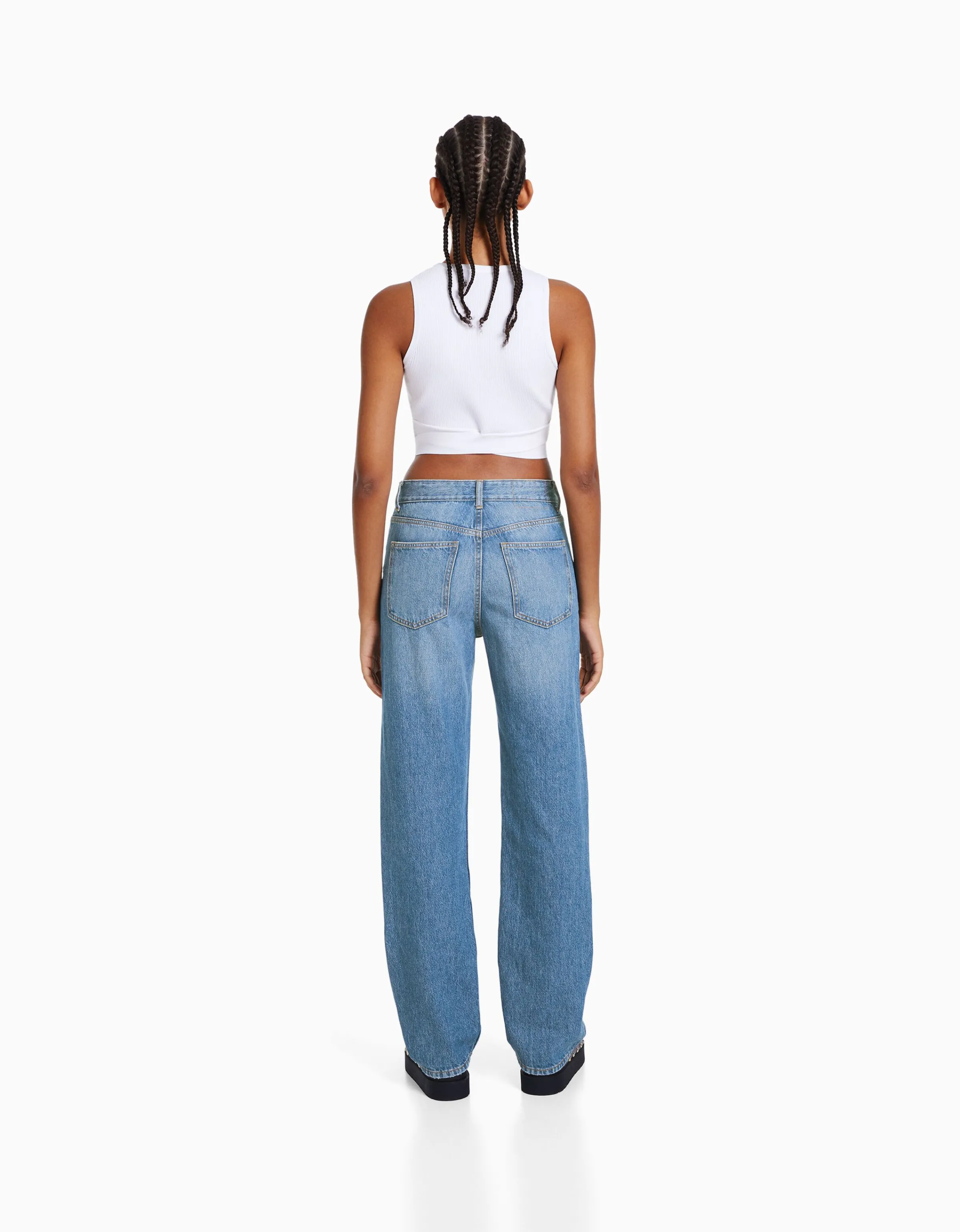 BERSHKA Jeans straight Azul claro Outlet