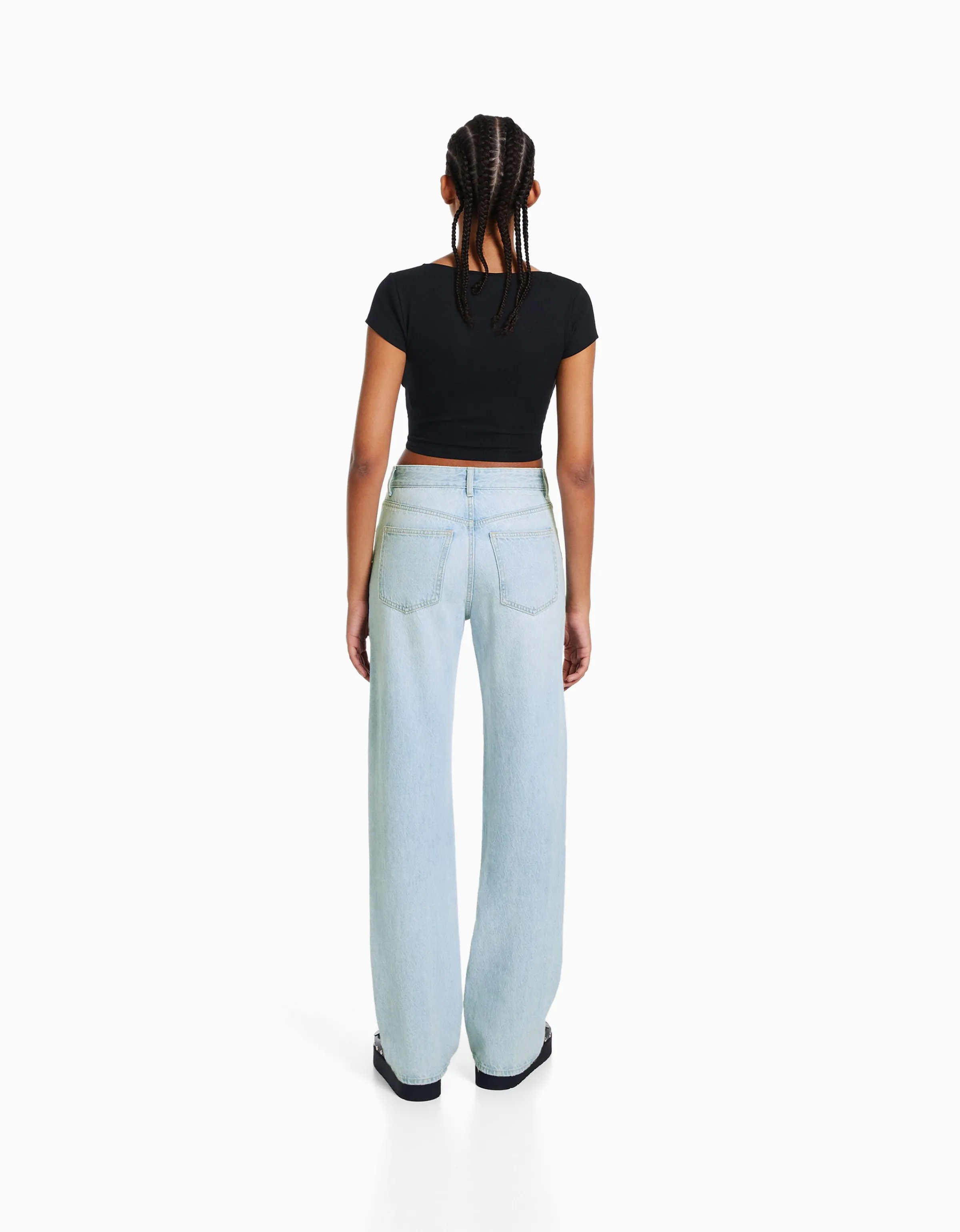 BERSHKA Jeans straight Azul claro Sale