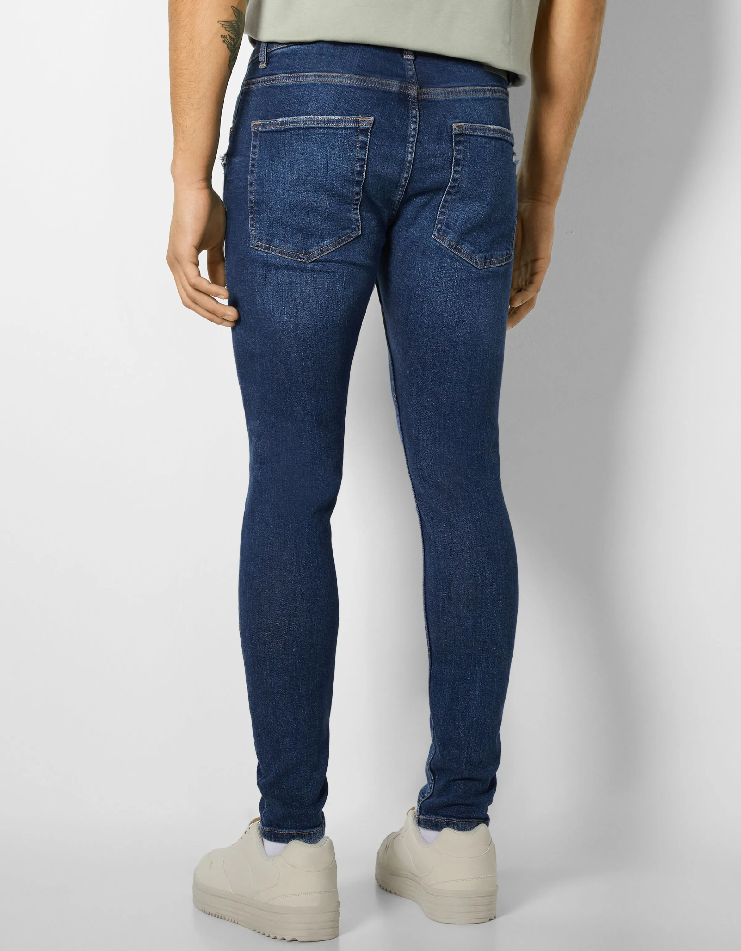 BERSHKA Jeans super skinny rotos Azul Shop