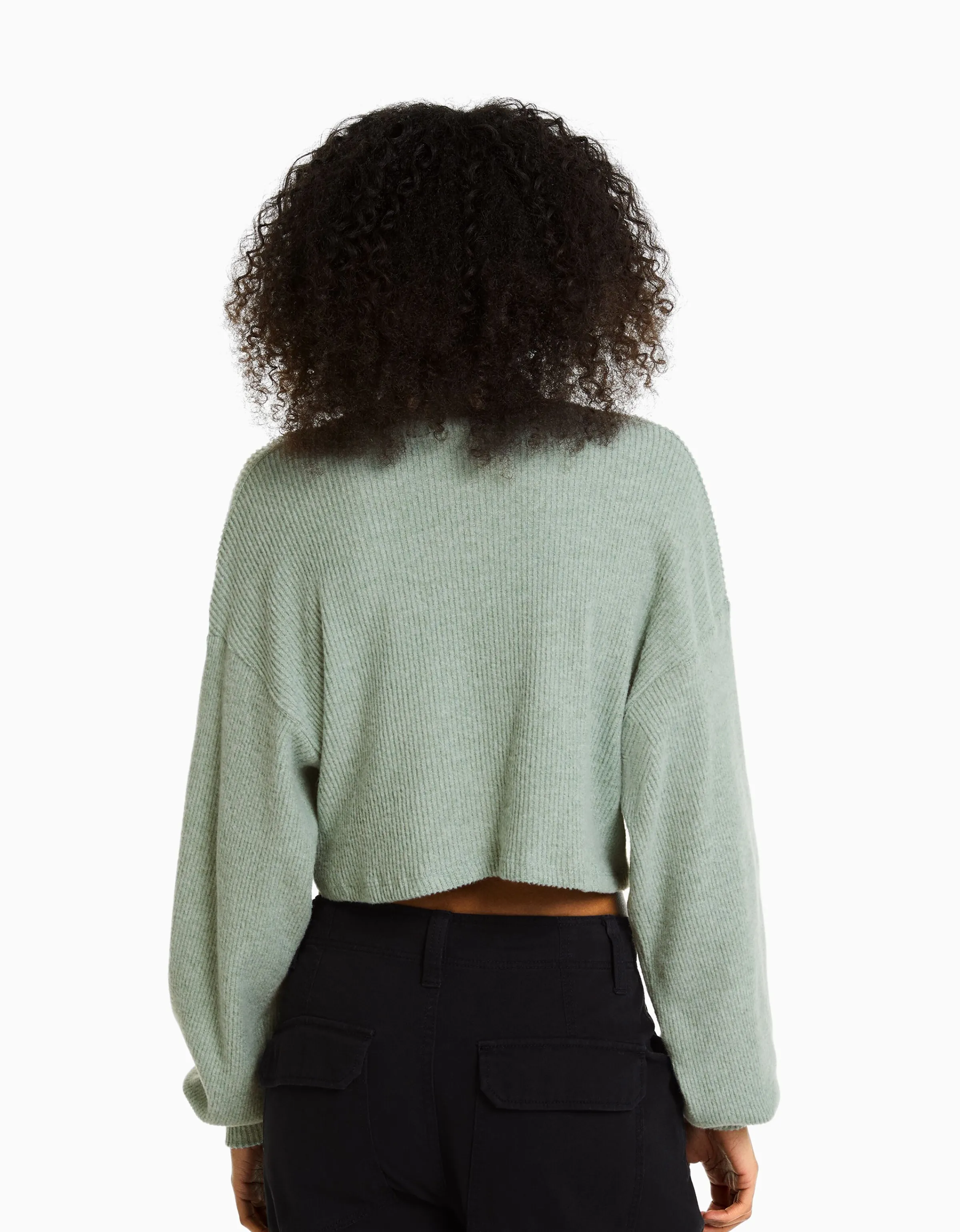 BERSHKA Jersey cropped Verde Cheap