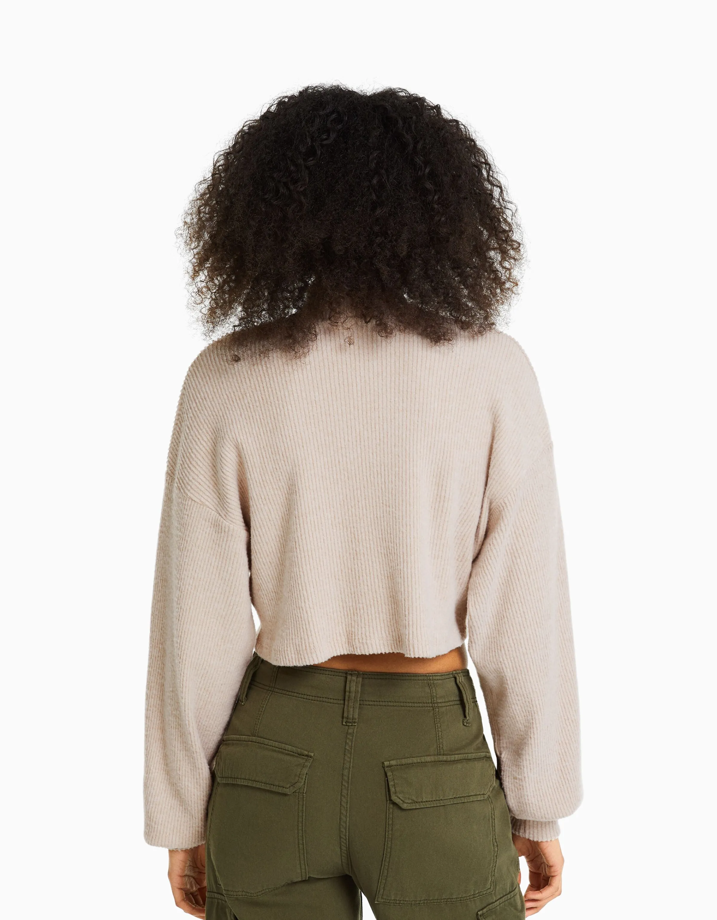 BERSHKA Jersey cropped Verde Outlet