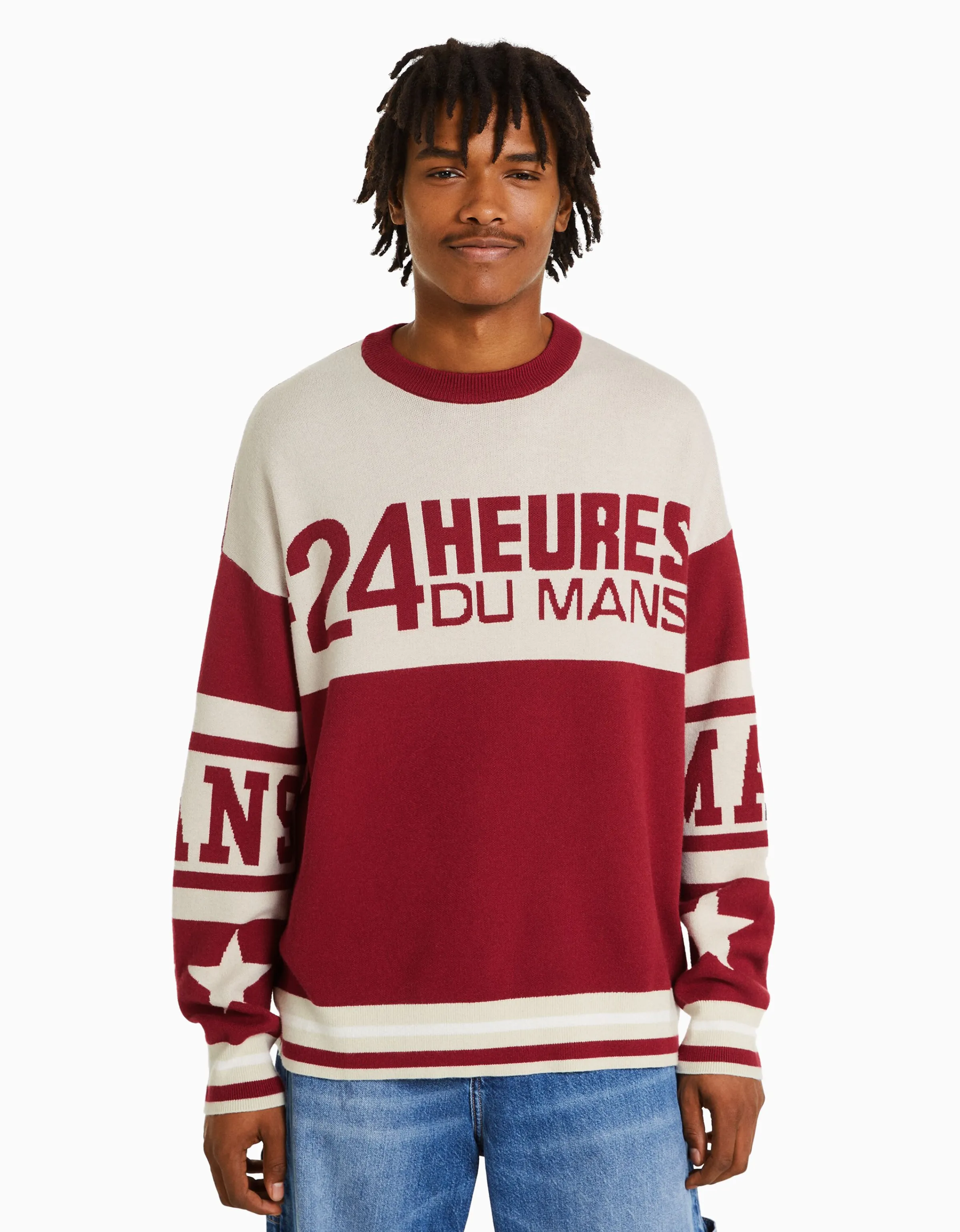 BERSHKA Jersey jacquard 24h LE MANS Rojo Fashion