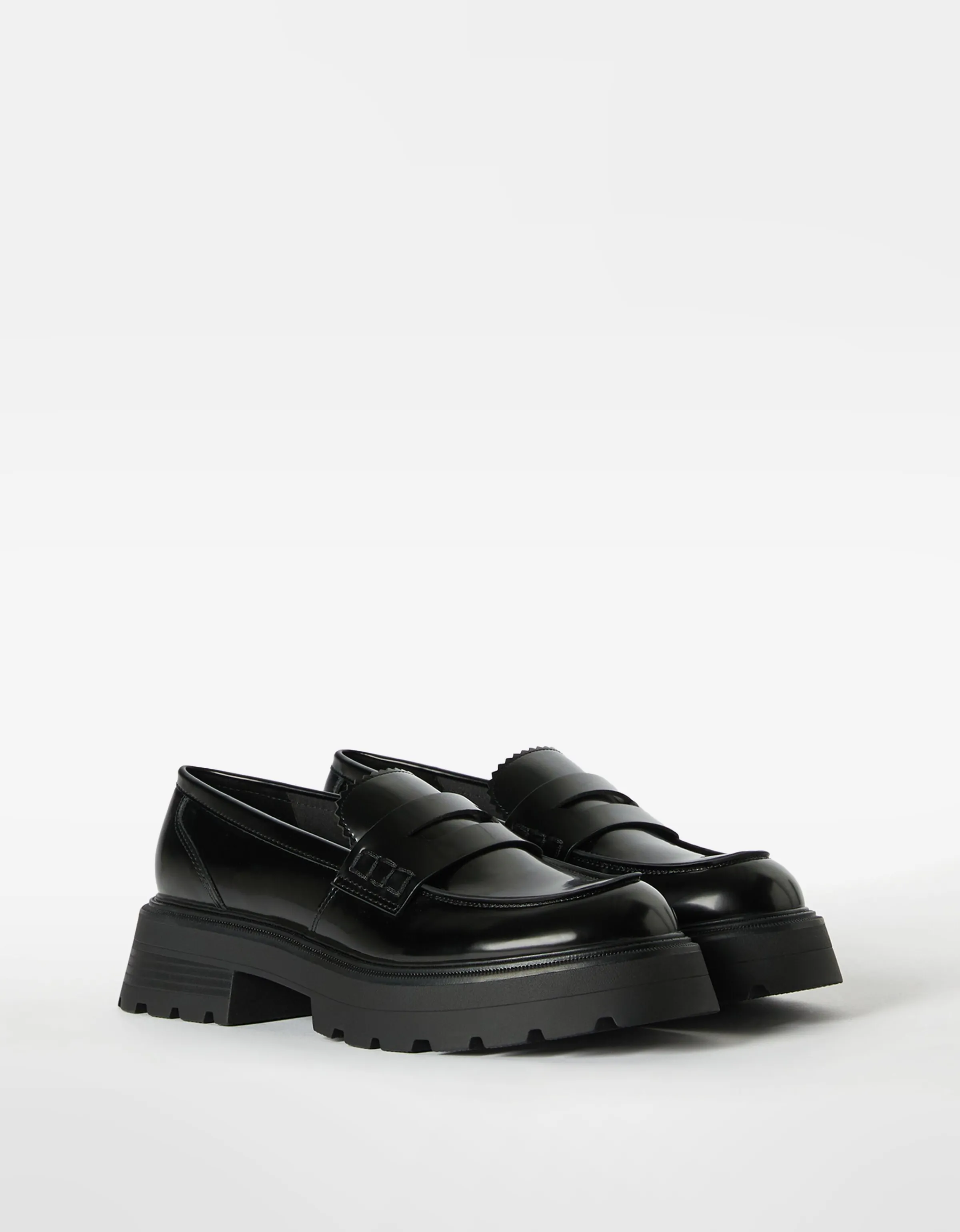 BERSHKA Mocasín suela track Negro Flash Sale