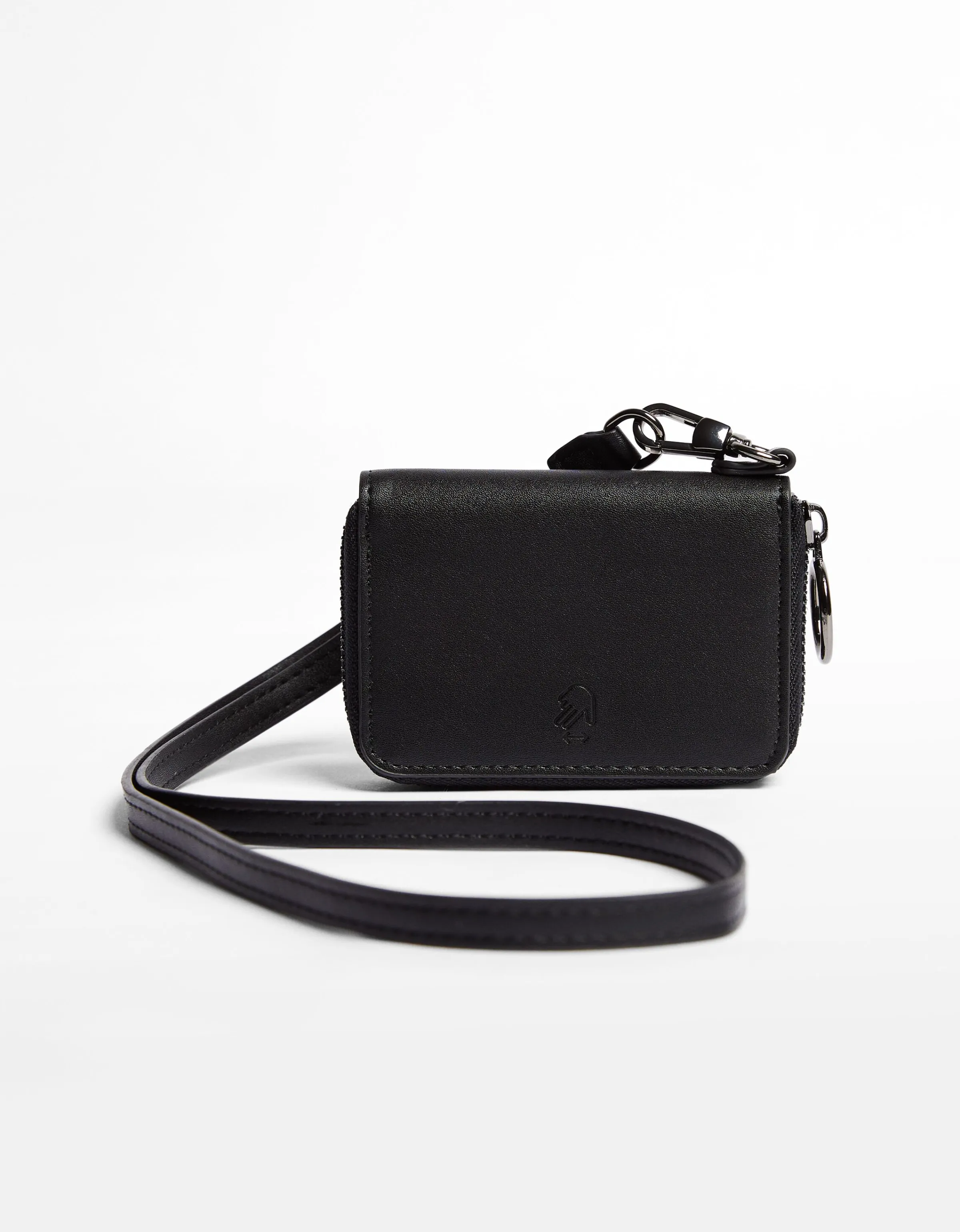 BERSHKA Monedero asa Negro New