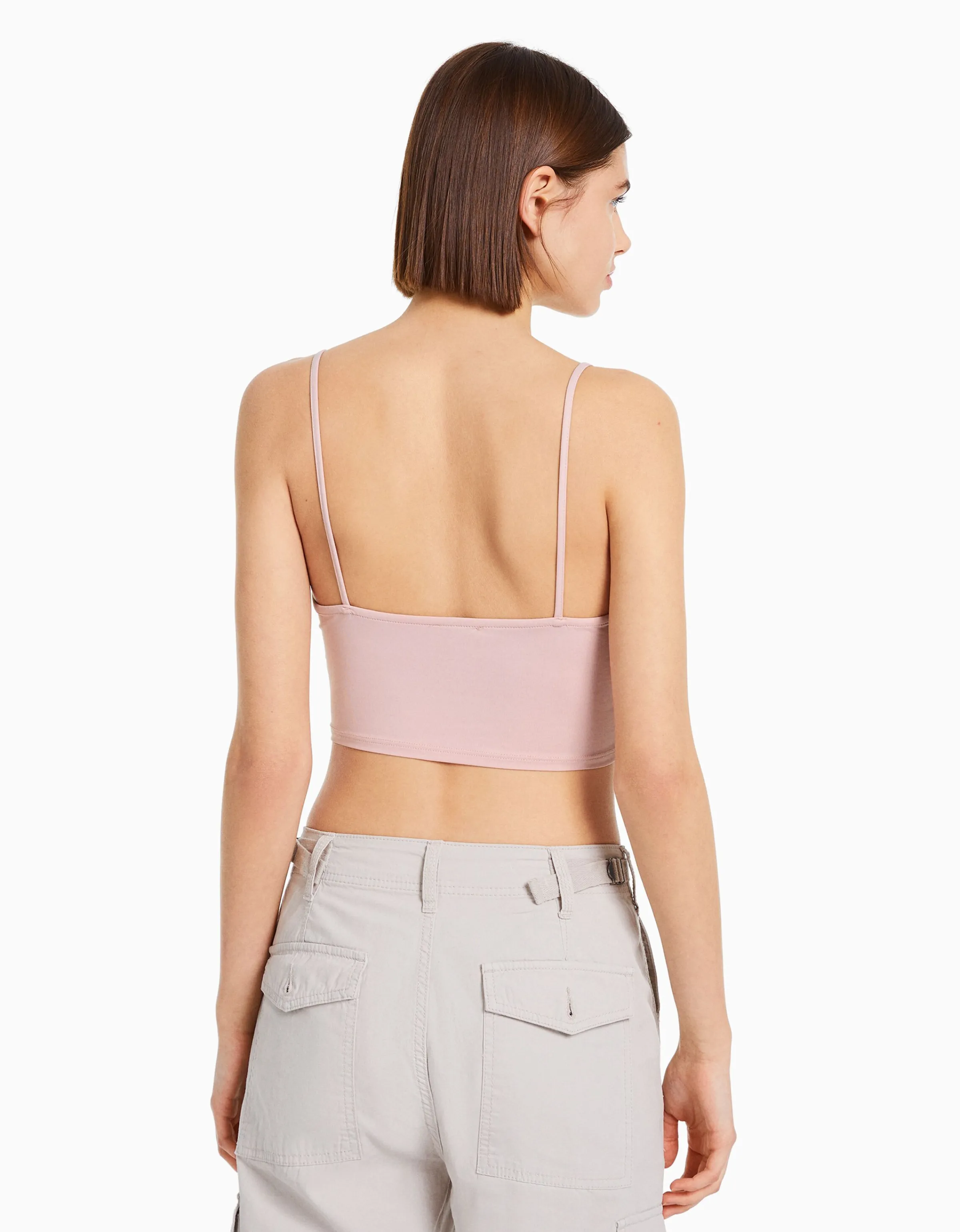 BERSHKA Pack 3 tops tirantes cropped Multicolor Clearance