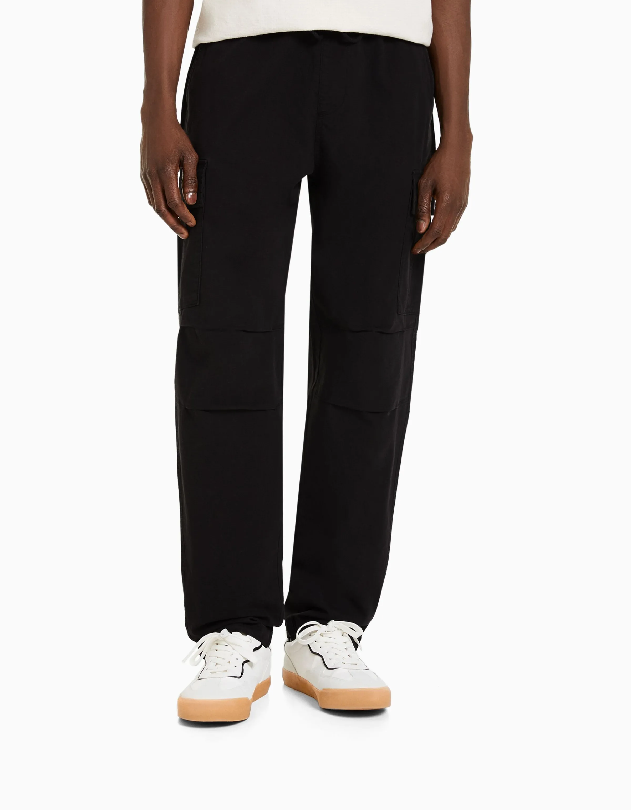 BERSHKA Pantalón cargo stoppers Negro Discount