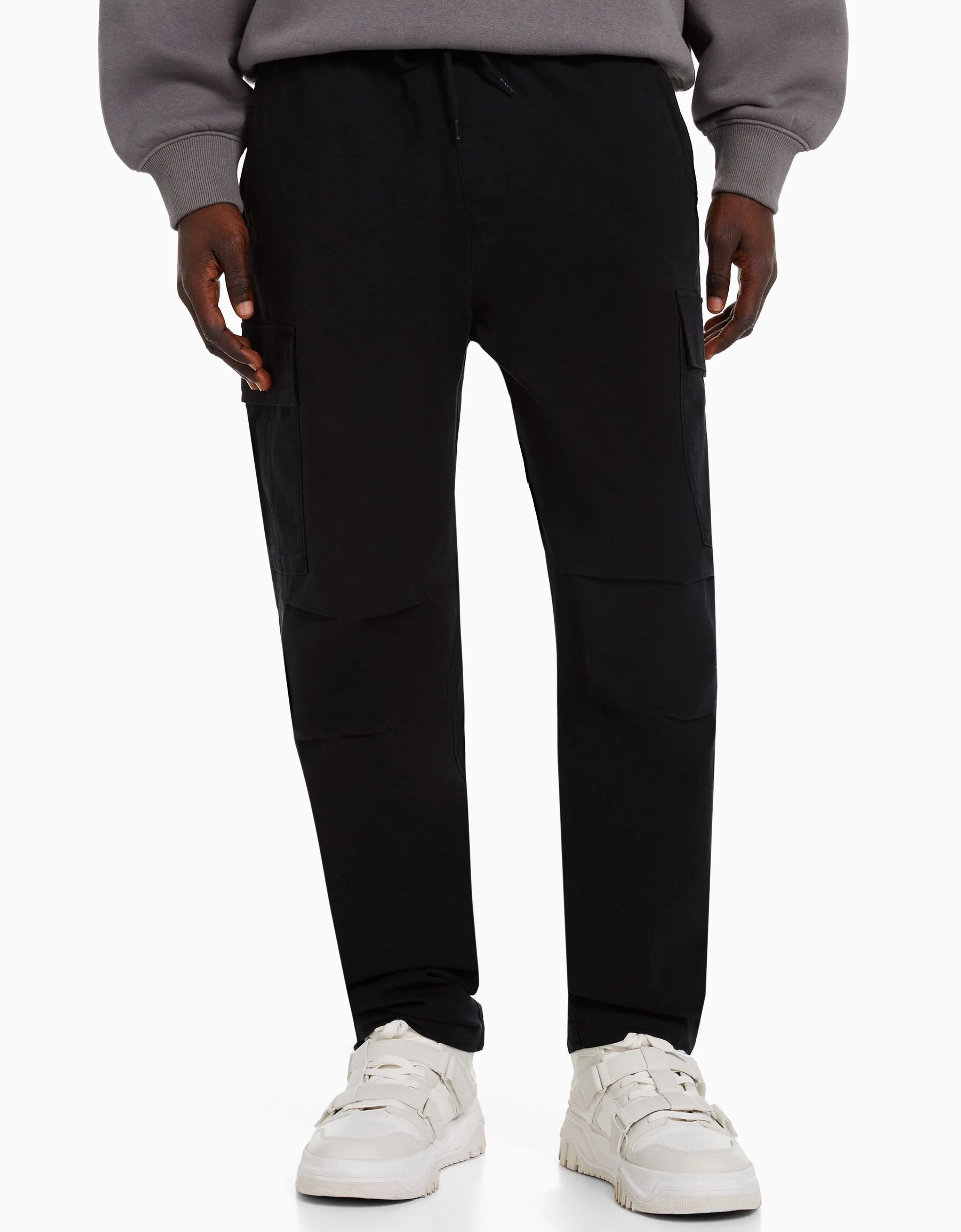 BERSHKA Pantalón cargo stoppers Negro Flash Sale