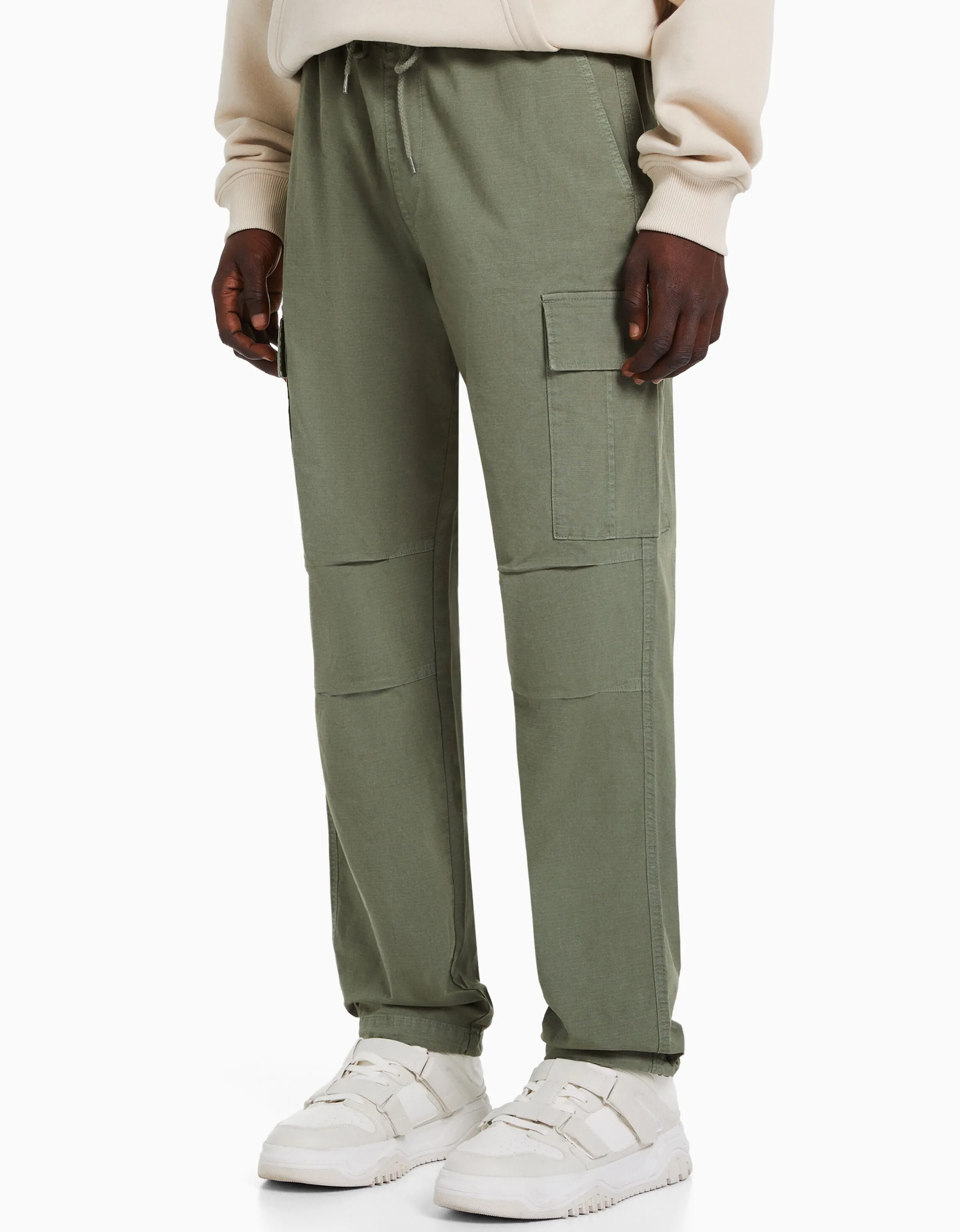 BERSHKA Pantalón cargo stoppers Kaki Cheap