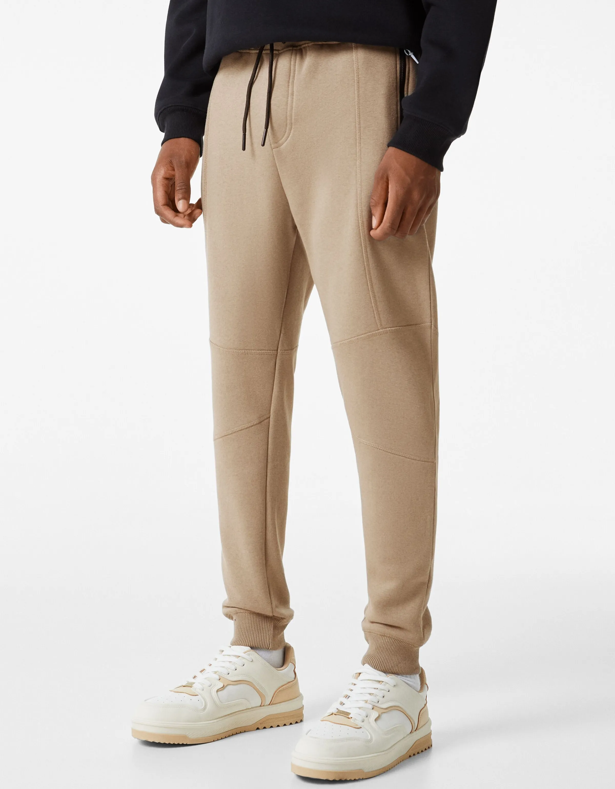 BERSHKA Pantalón felpa jogger cortes Gris Hot