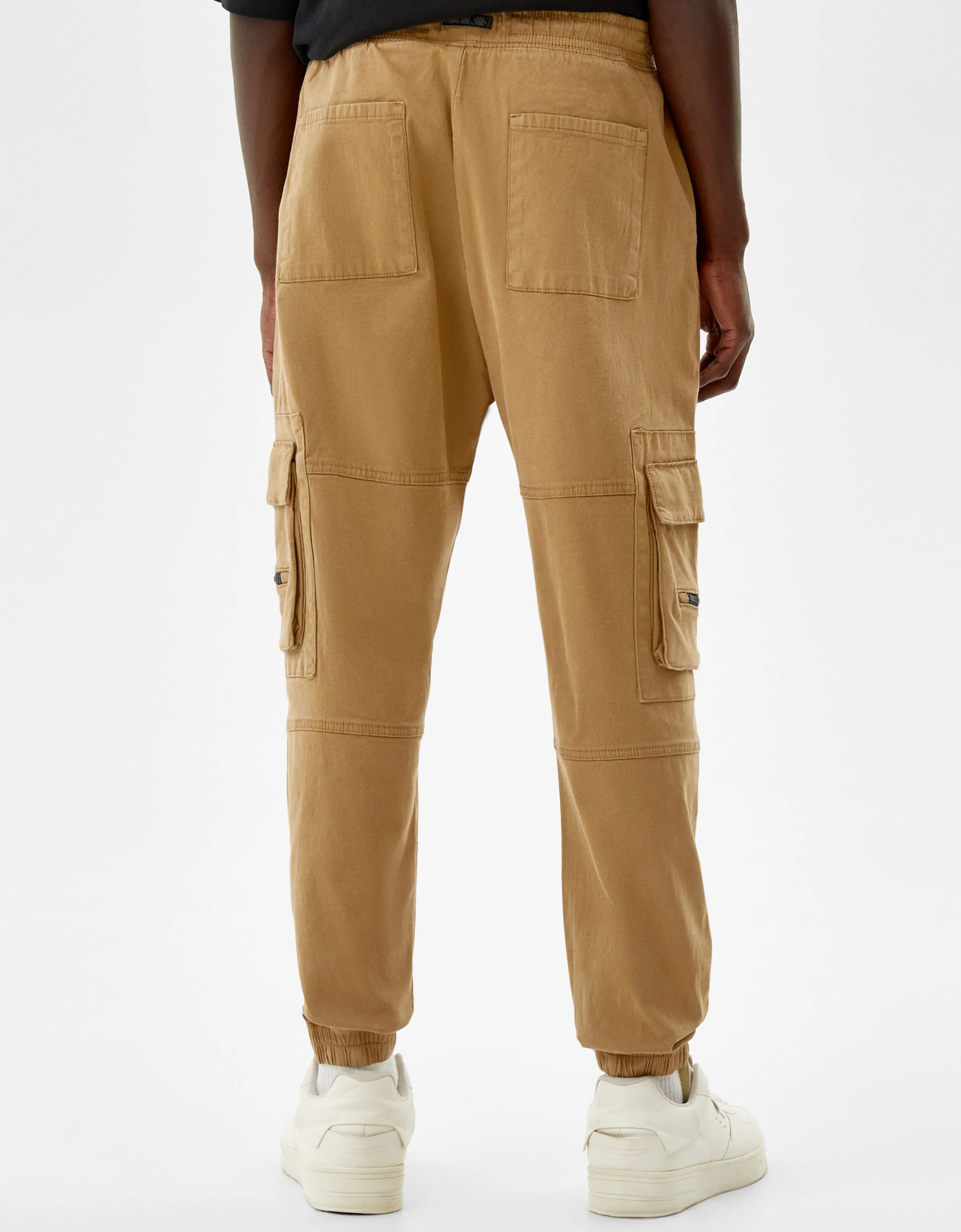 BERSHKA Pantalón jogger cargo Kaki Shop