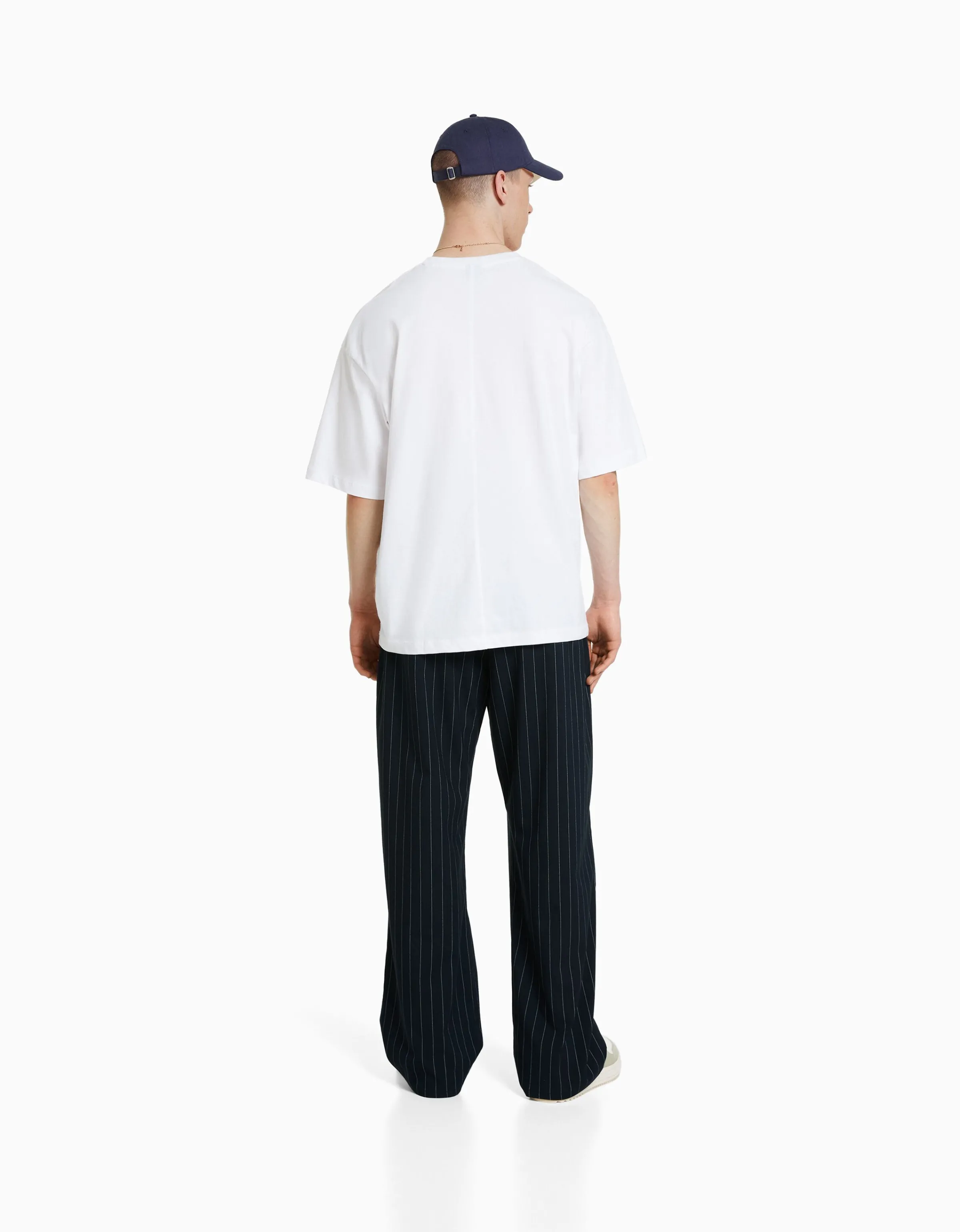 BERSHKA Pantalón tailoring rayas Marino Clearance