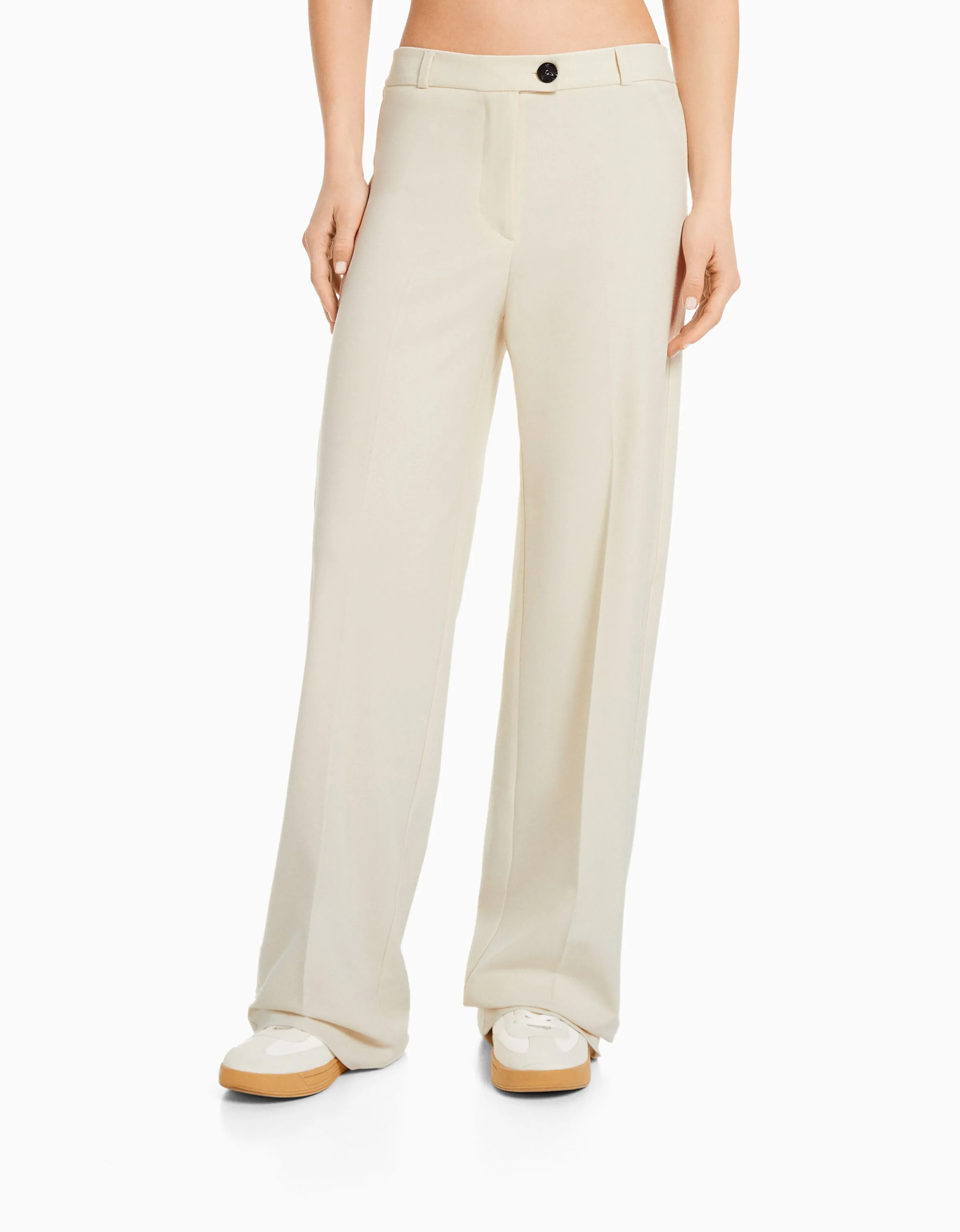 BERSHKA Pantalón wide leg tailoring trabillas Marino Outlet