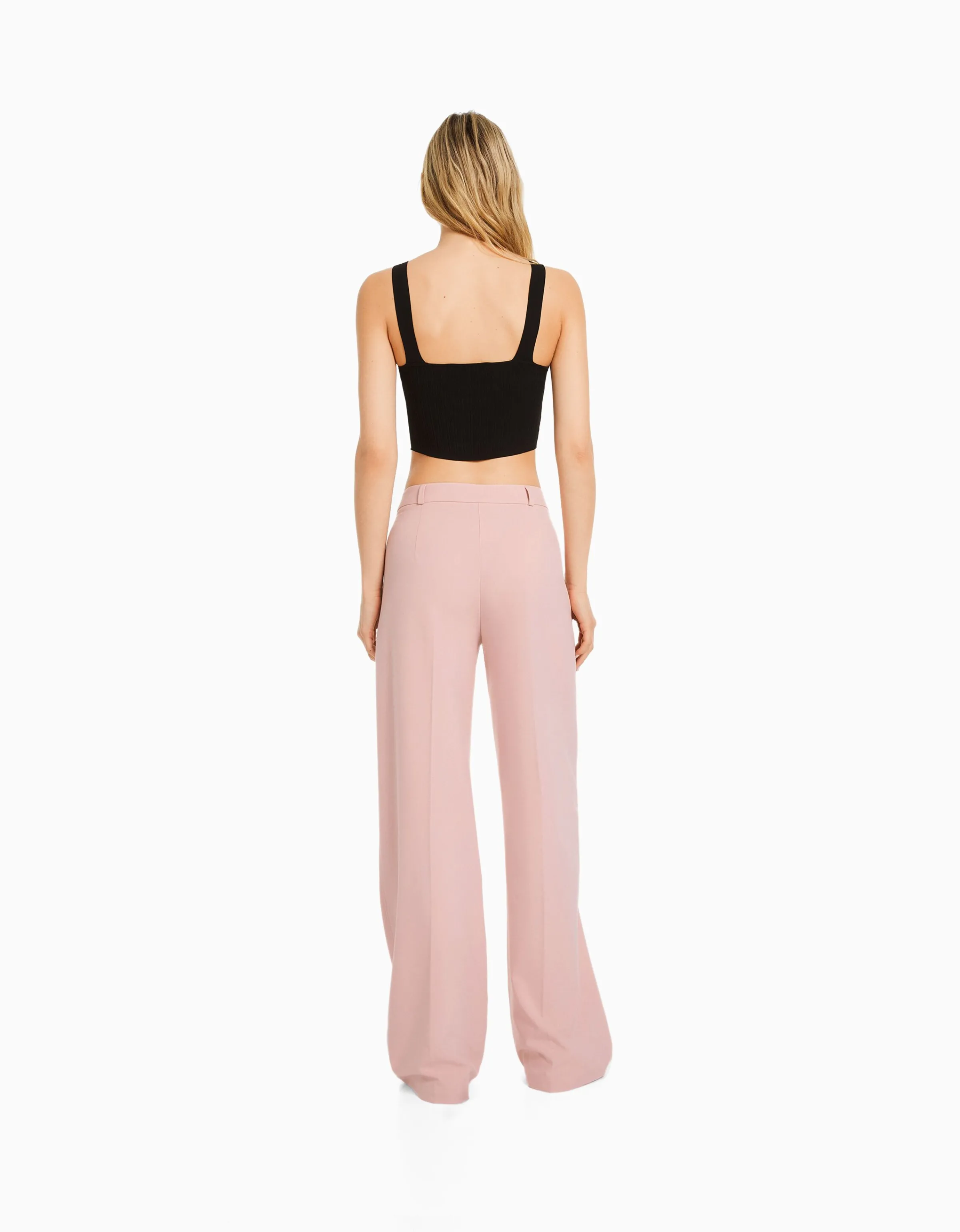 BERSHKA Pantalón wide leg tailoring trabillas Marino Clearance