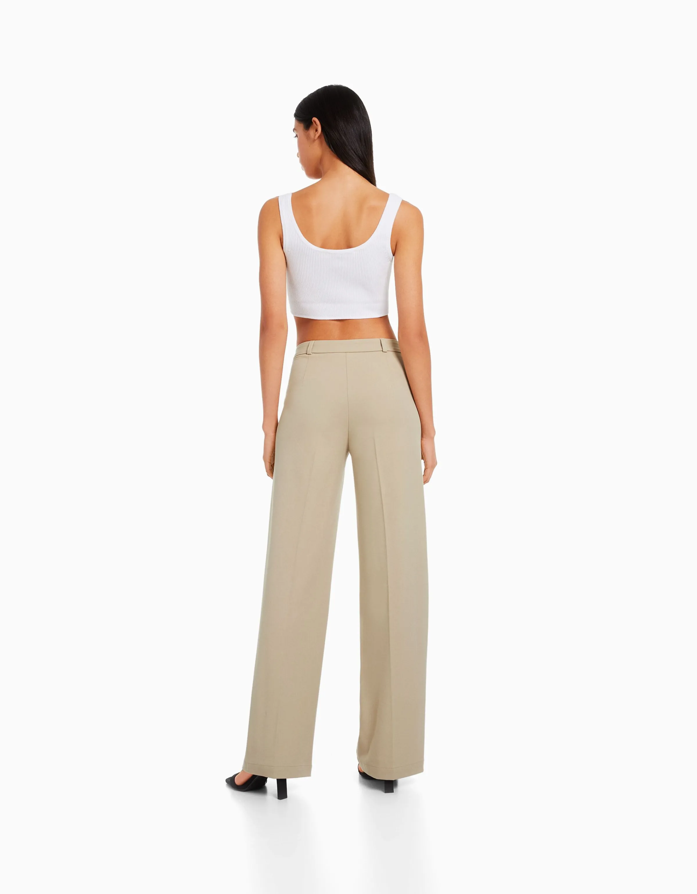 BERSHKA Pantalón wide leg tailoring trabillas Marino Clearance