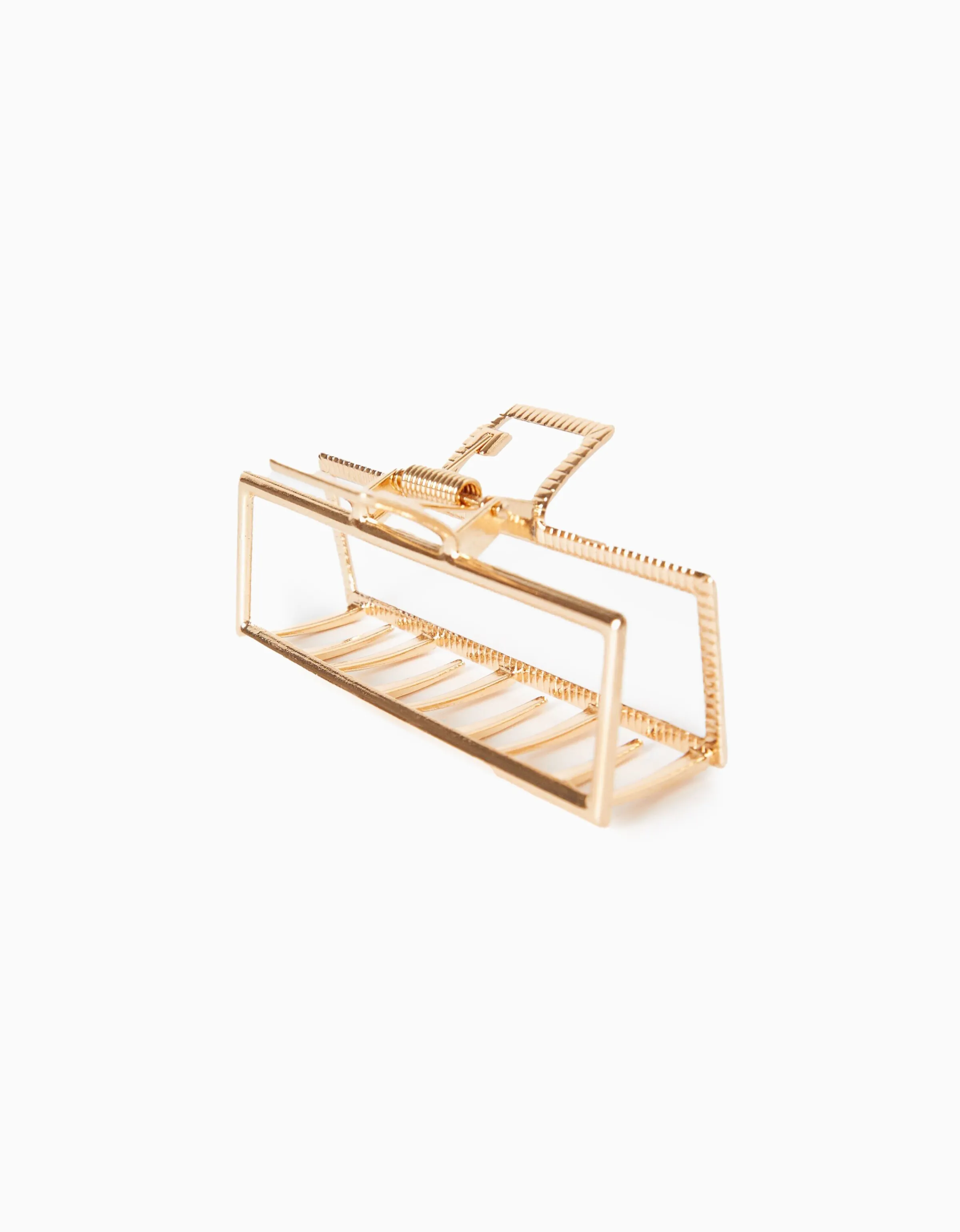 BERSHKA Pinza rectangular efecto metal Oro Clearance