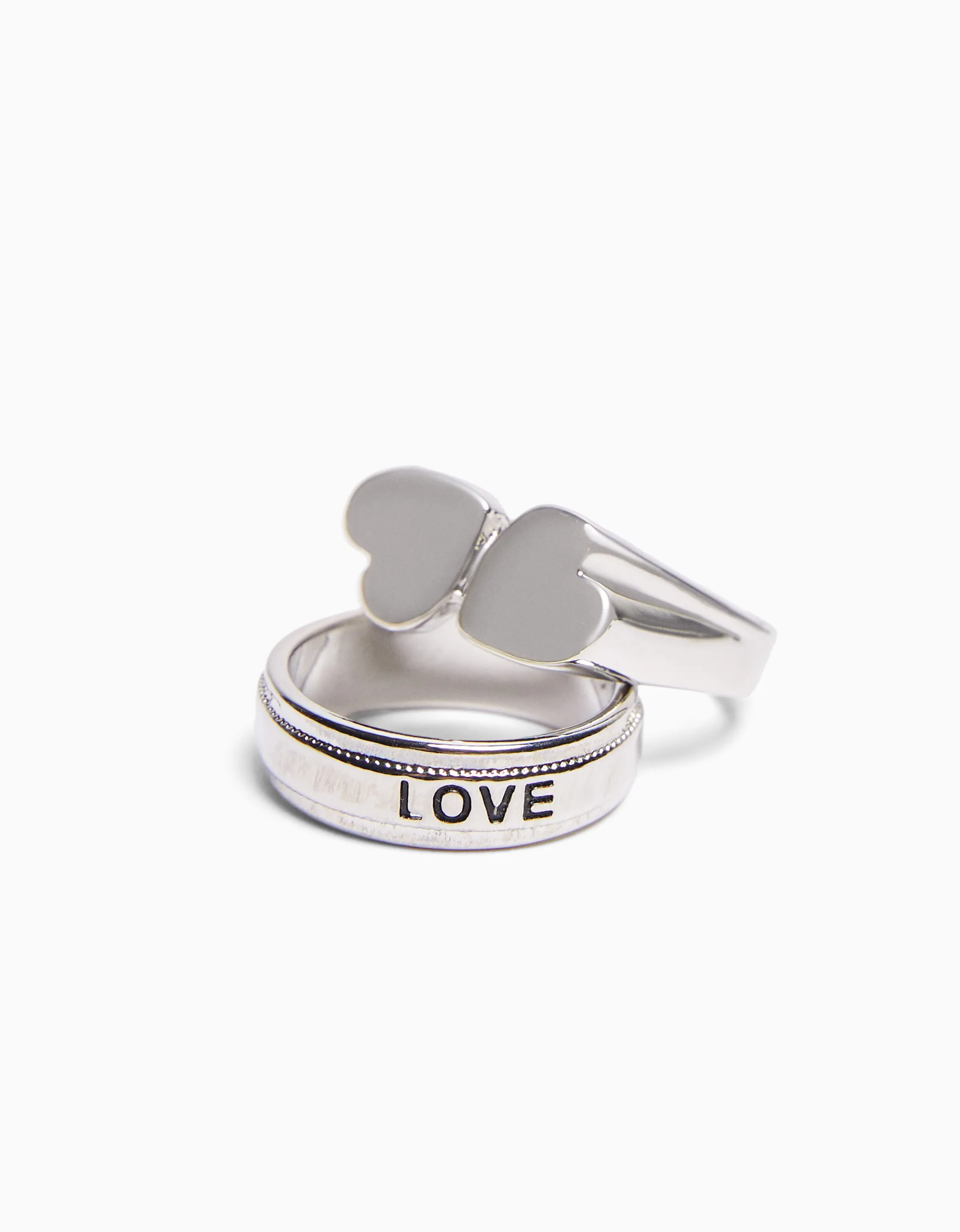 BERSHKA Set 3 anillos love Plata Shop