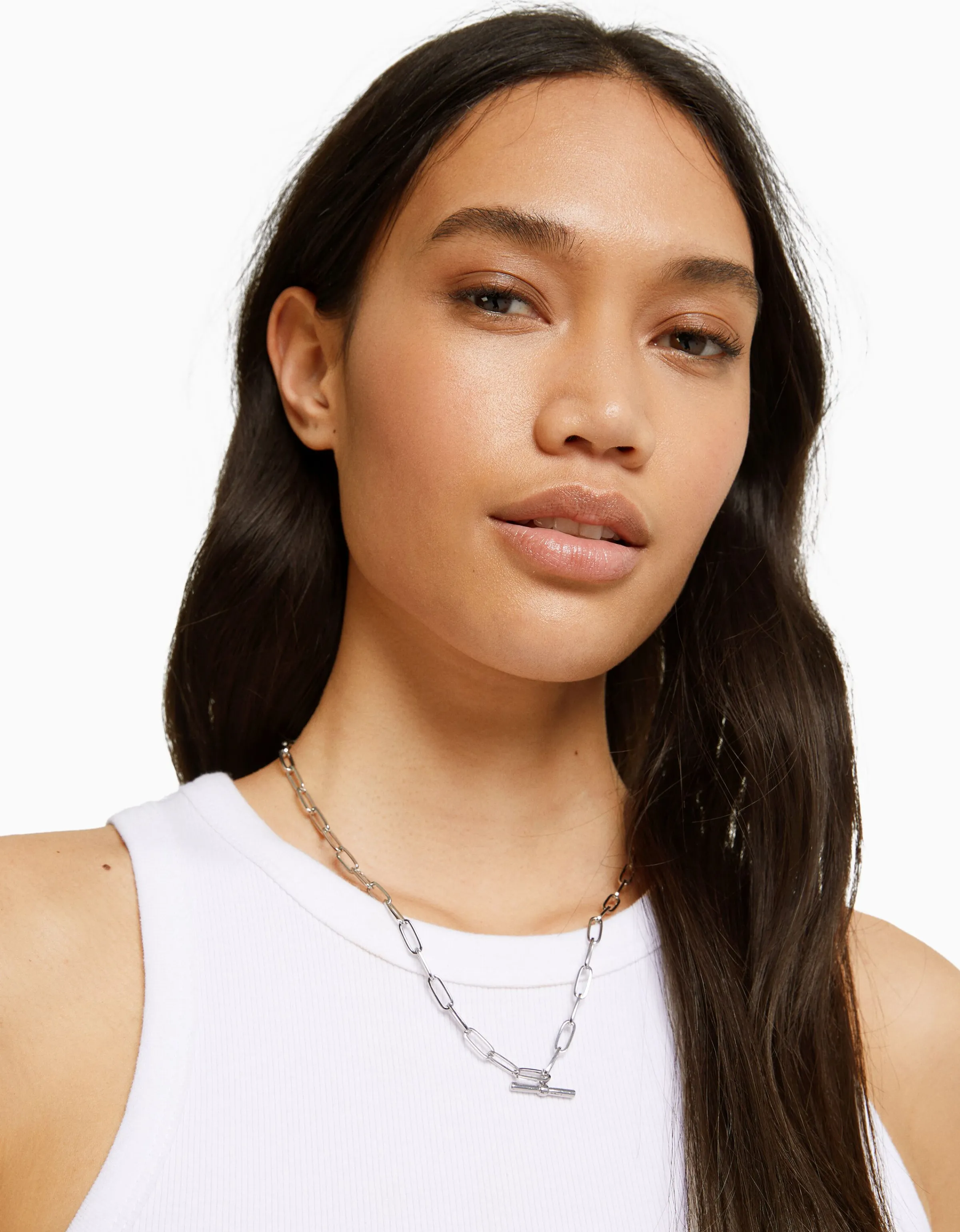 BERSHKA Set 3 collares cadena Plata New