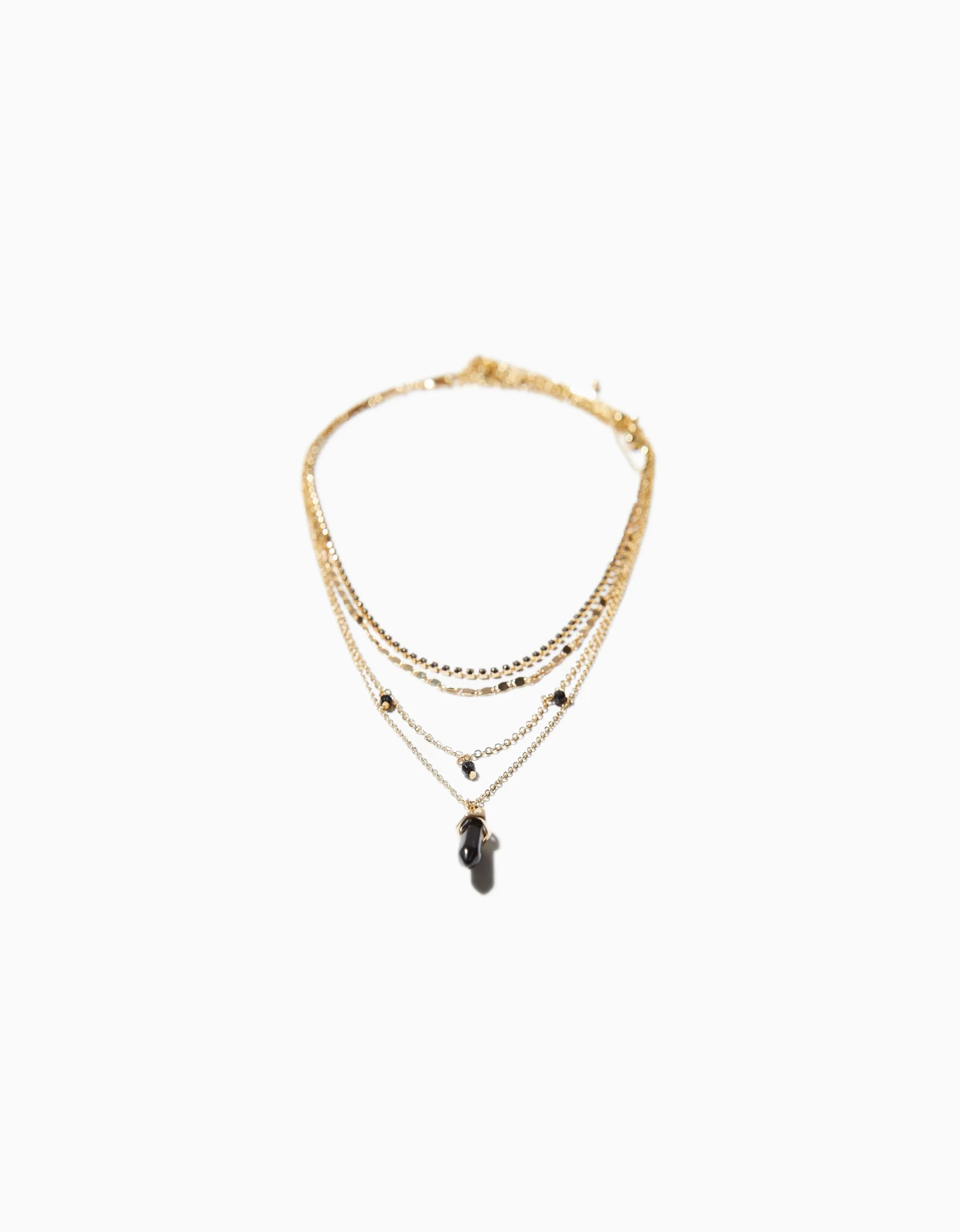 BERSHKA Set 4 collares pedrería Oro Flash Sale