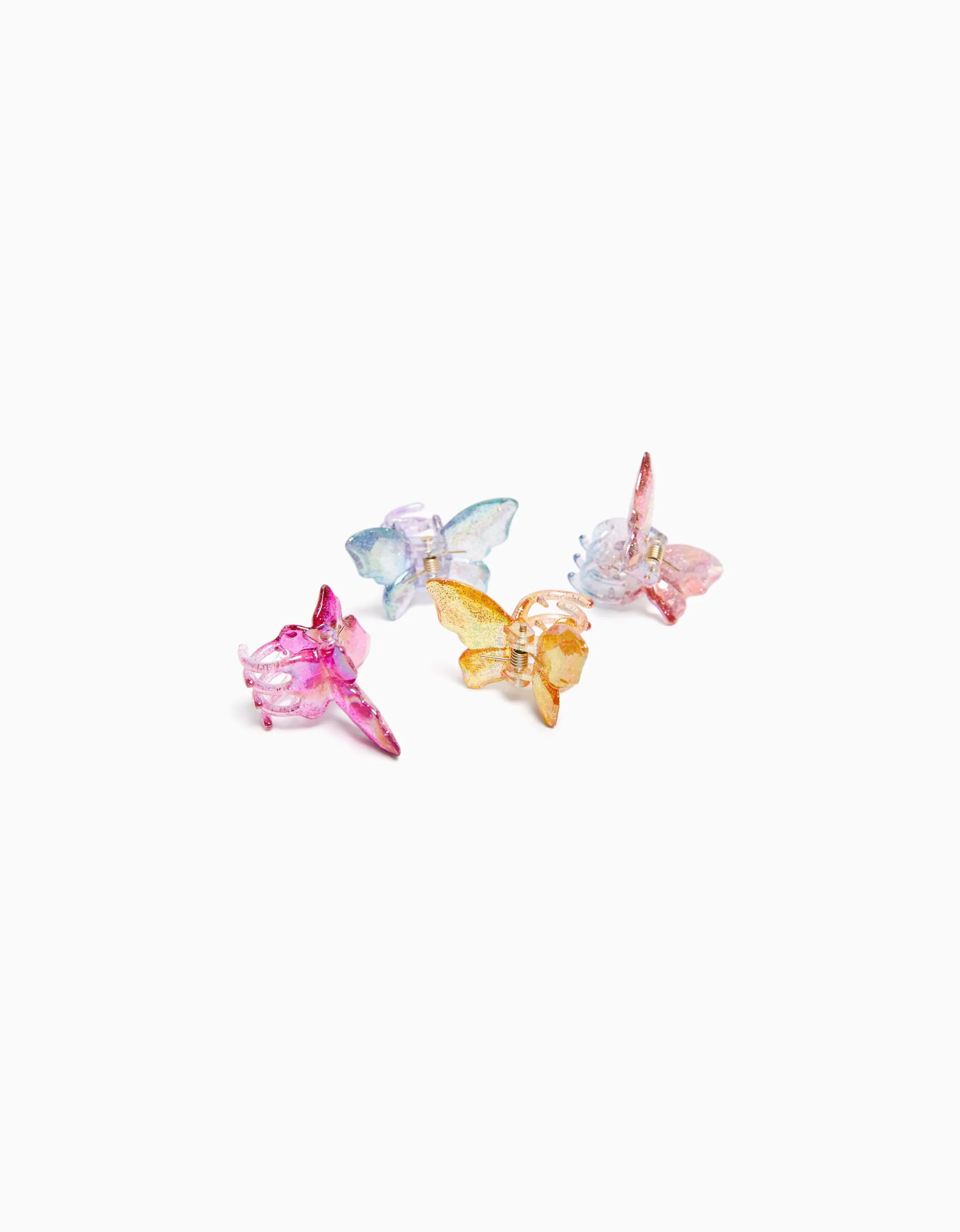 BERSHKA Set 4 pinzas pelo mariposas colores Morado Clearance