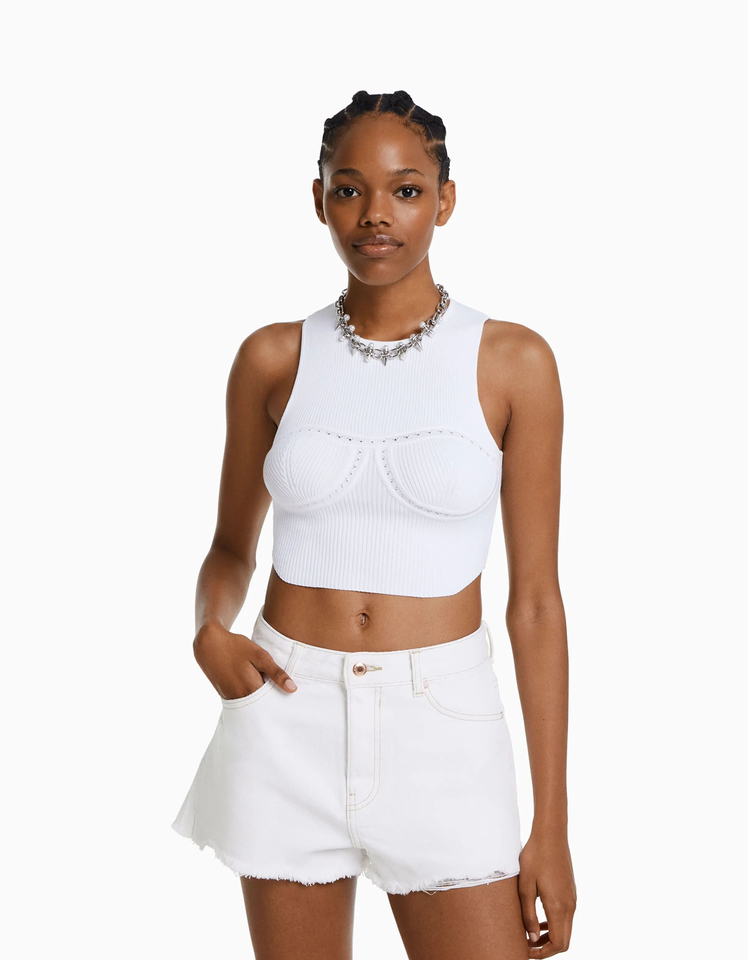 BERSHKA Short denim rotos vintage Azul claro Shop