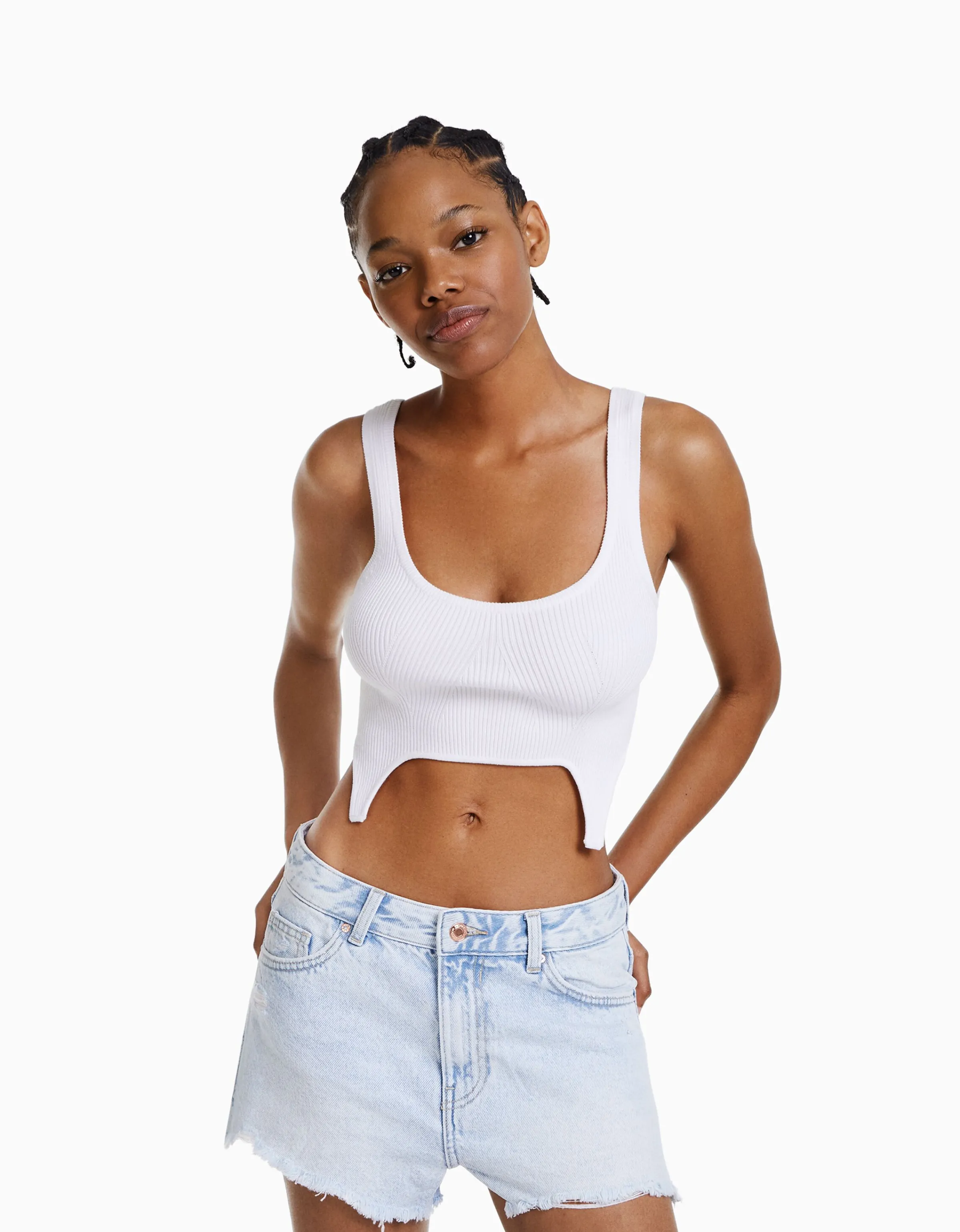 BERSHKA Short denim rotos vintage Azul claro Shop