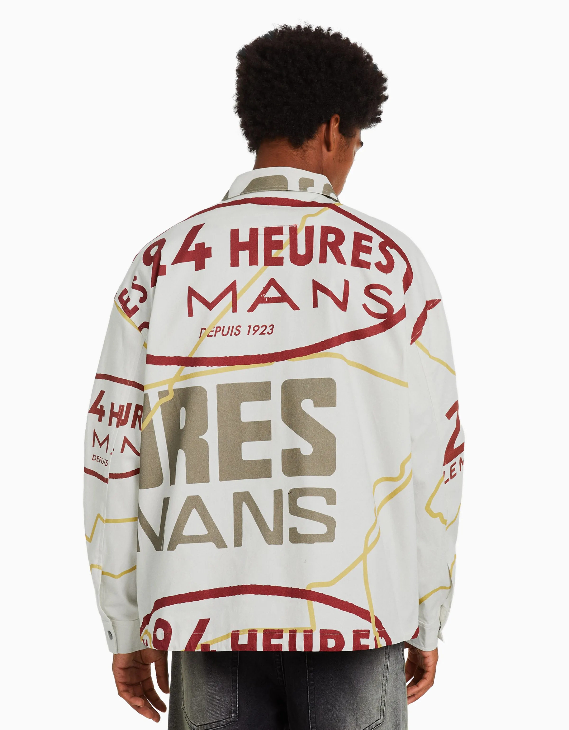 BERSHKA Sobrecamisa manga larga 24h LE MANS Crudo Fashion