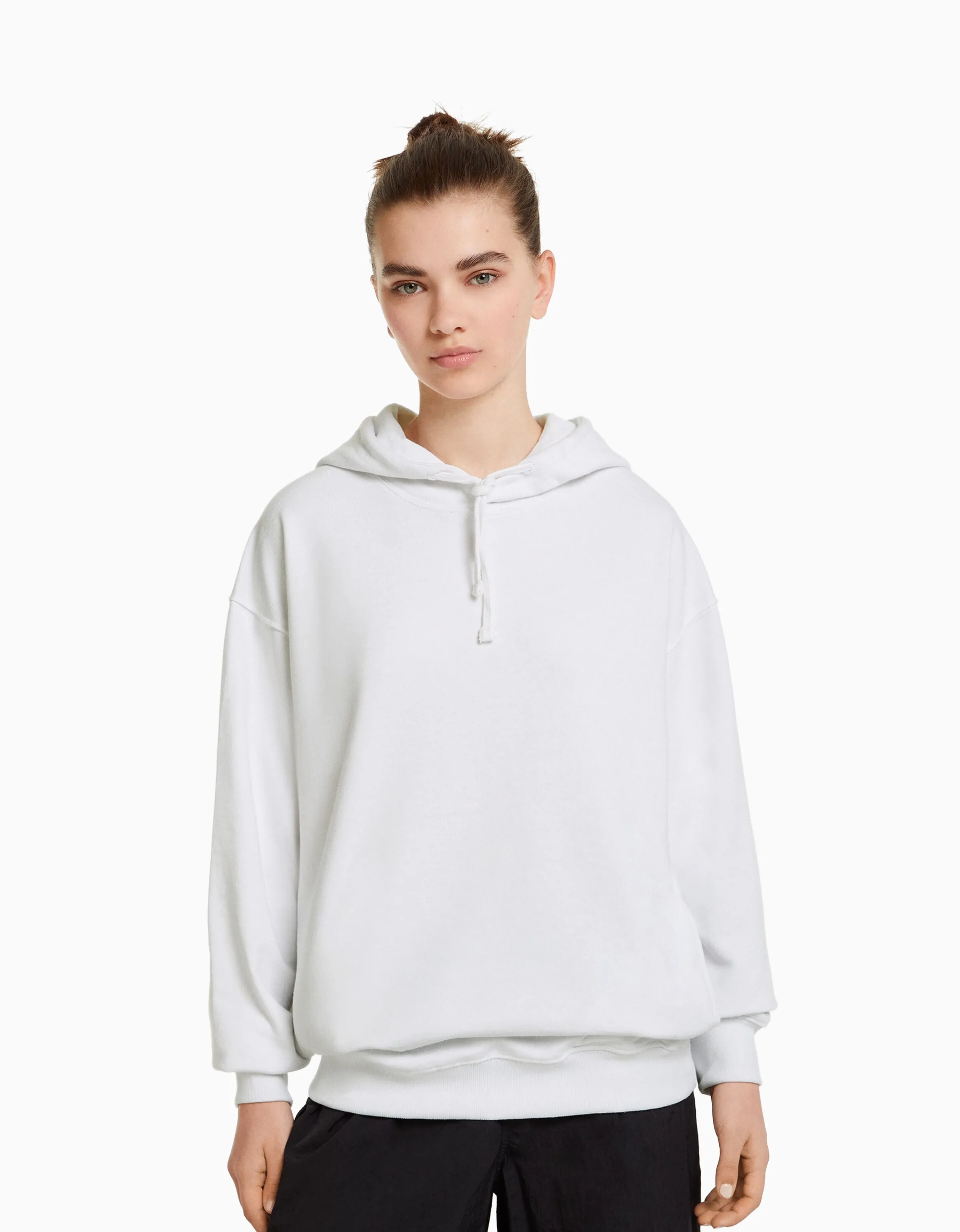 BERSHKA Sudadera capucha Blanco New