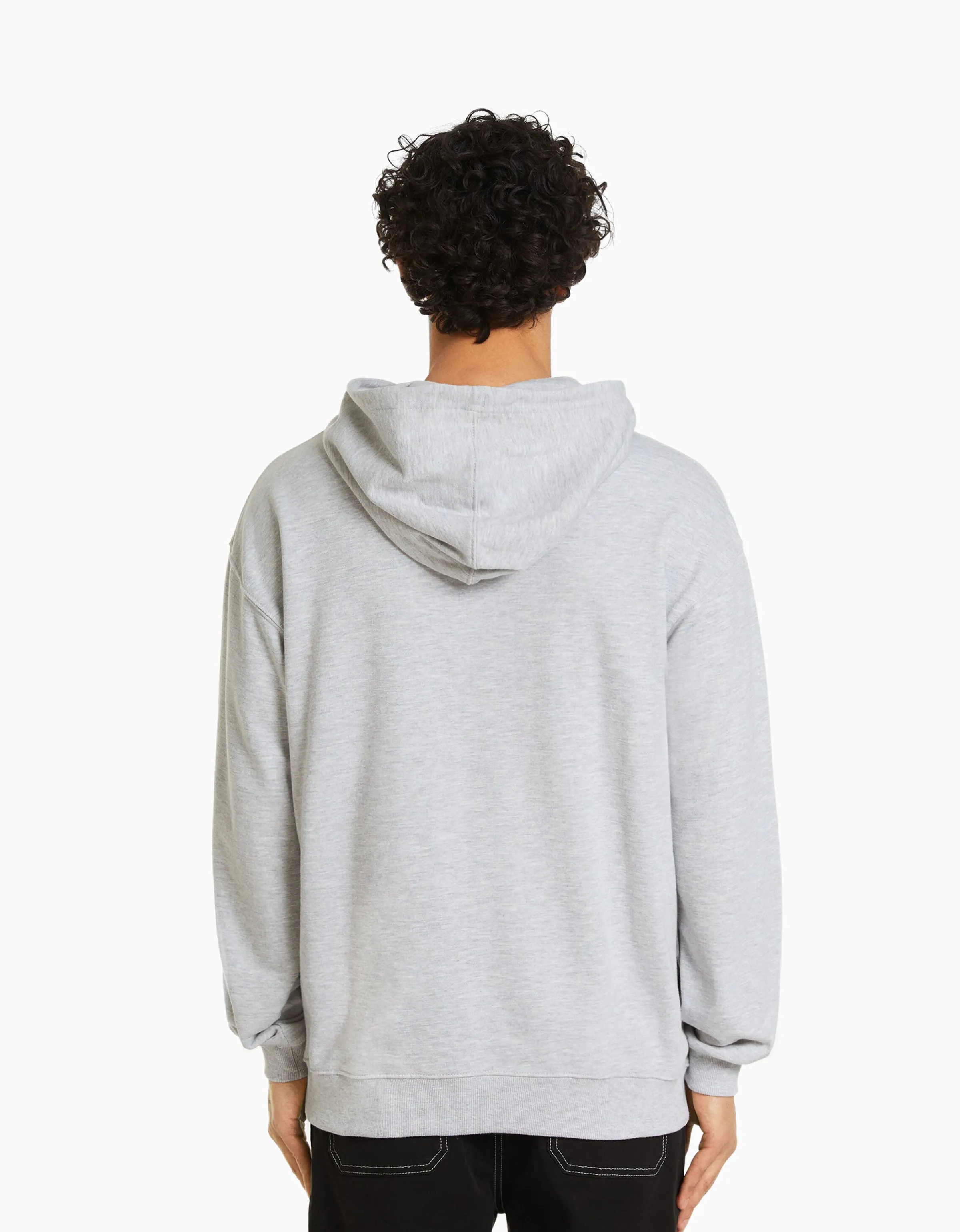 BERSHKA Sudadera capucha Gris Discount