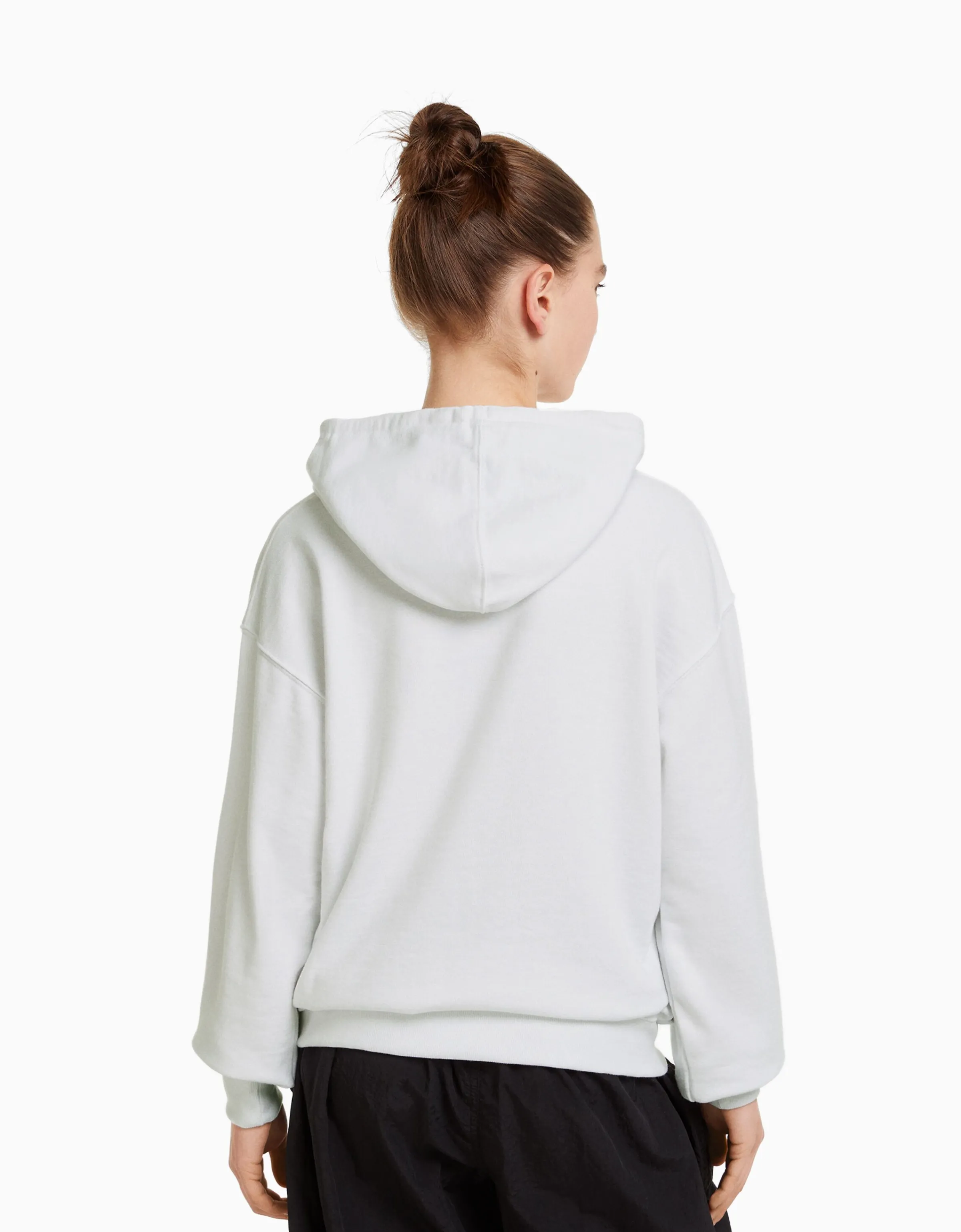 BERSHKA Sudadera capucha Blanco New