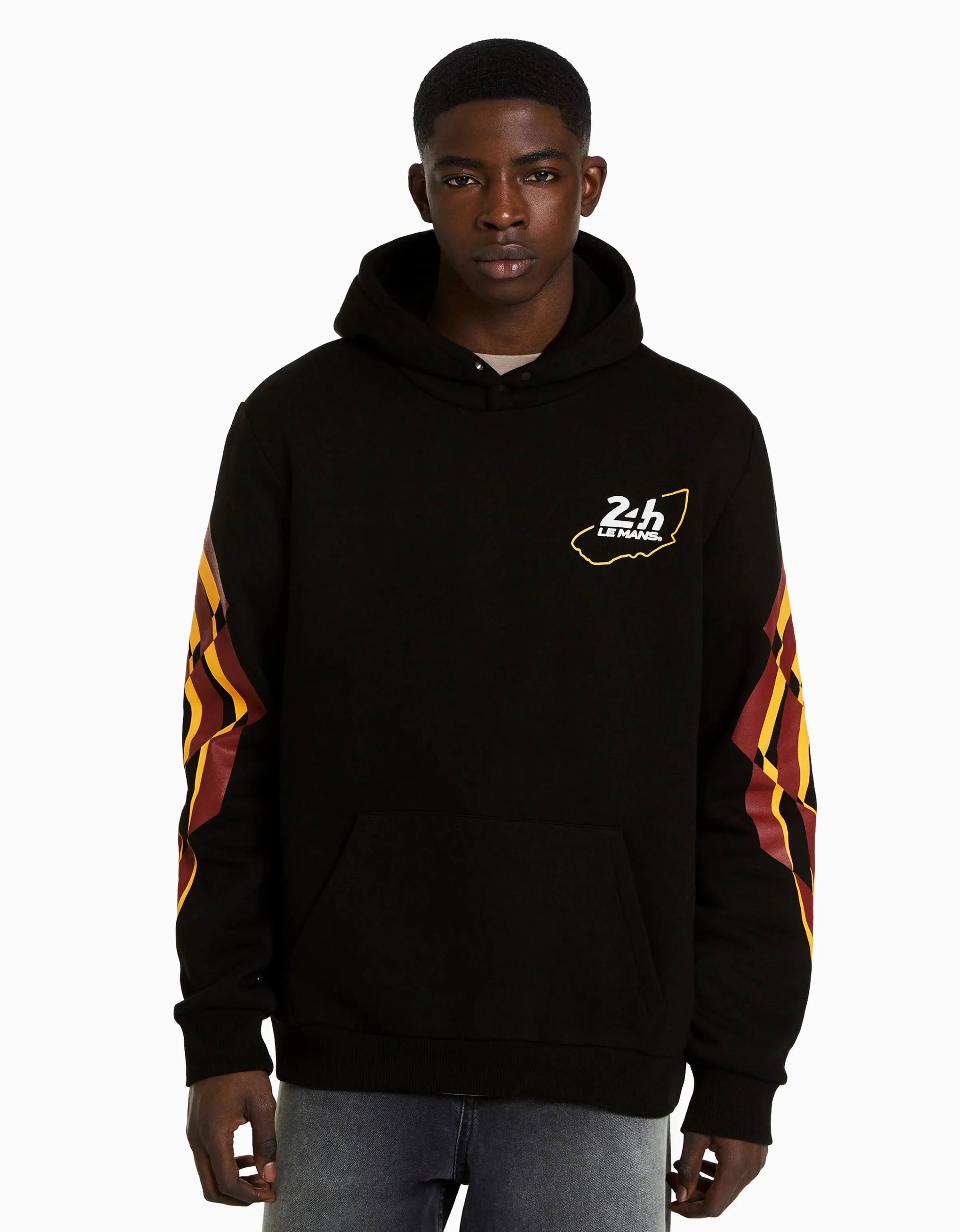 BERSHKA Sudadera capucha 24h LE MANS Negro Discount