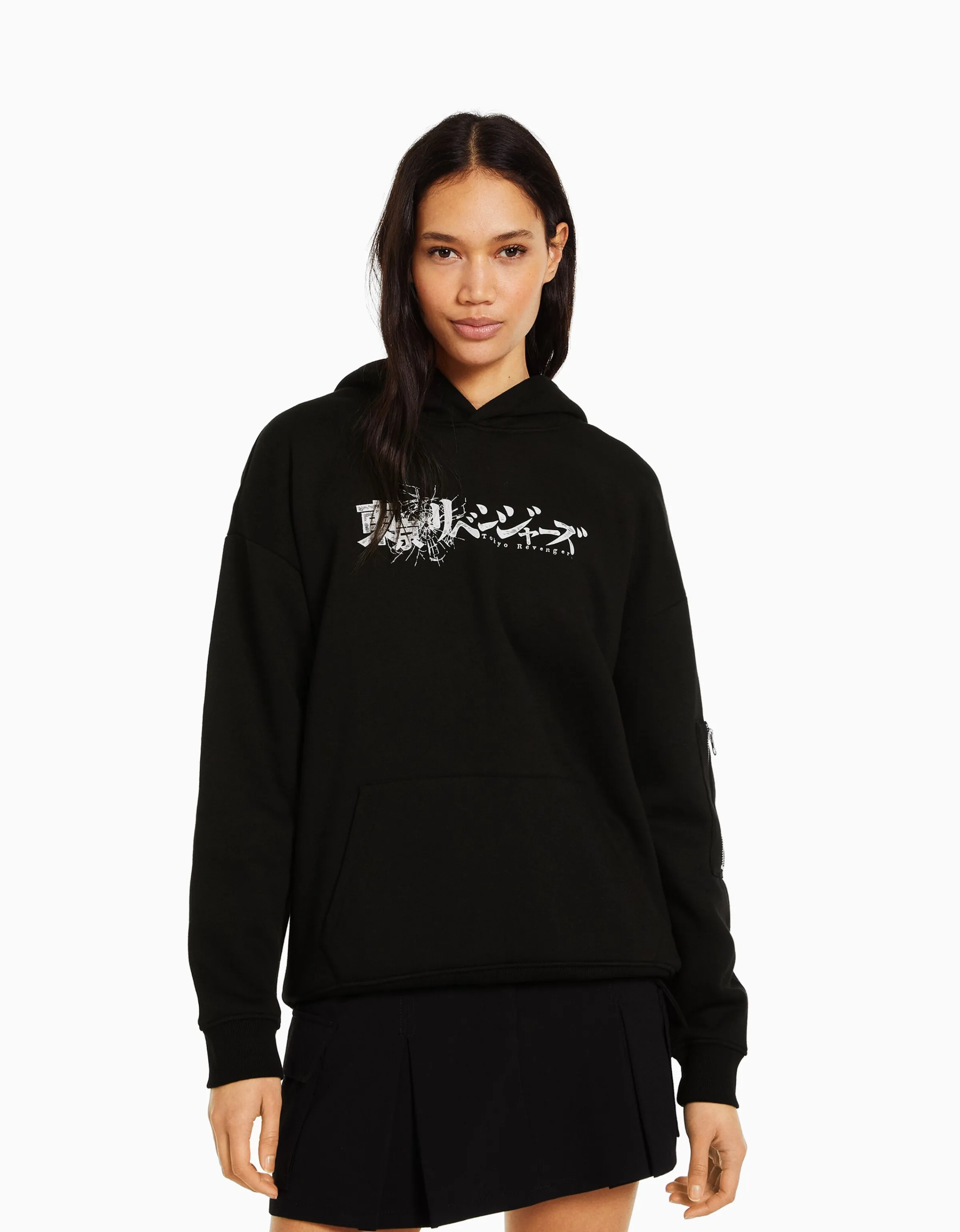 BERSHKA Sudadera capucha orejitas TOKYO REVENGERS Negro Online