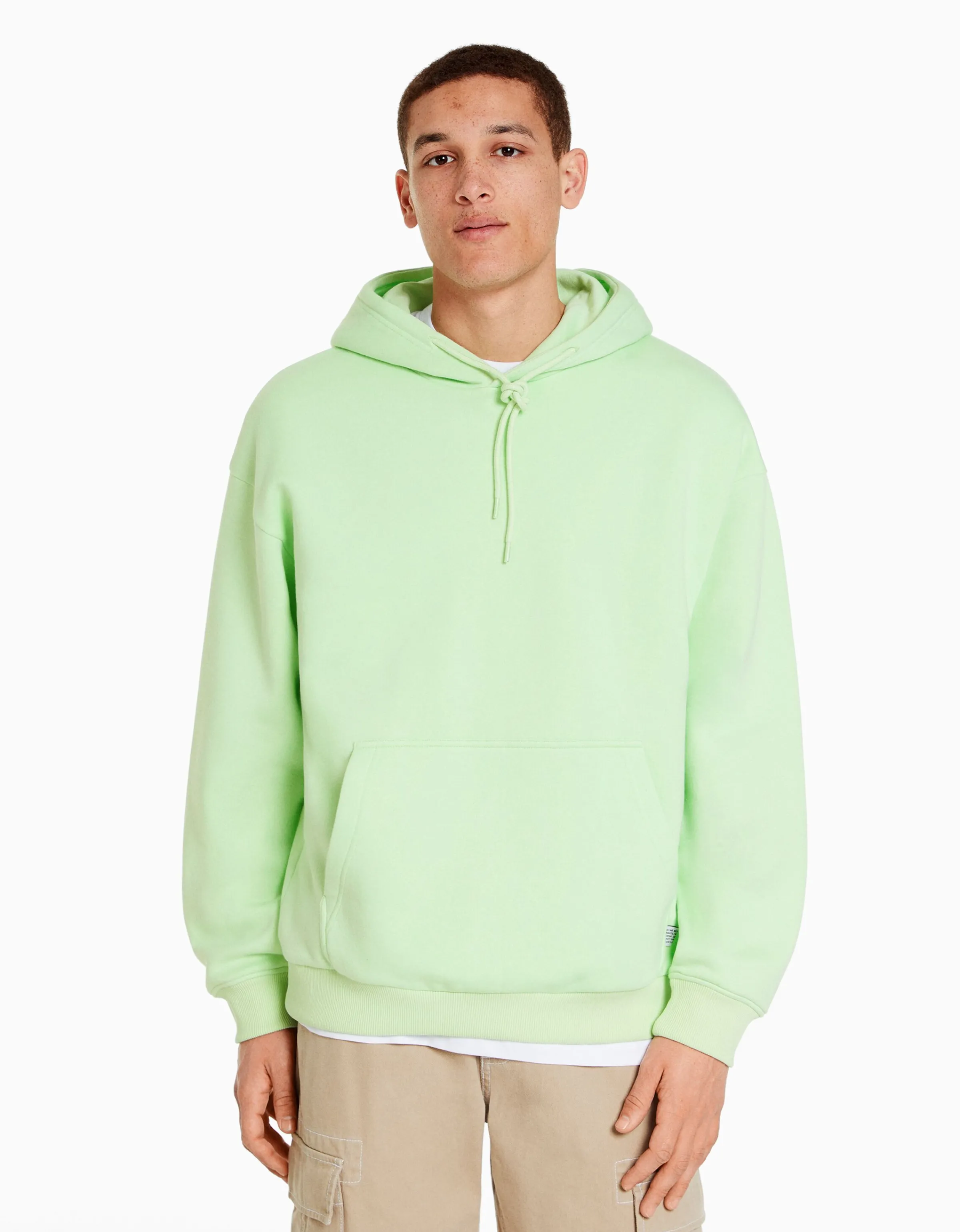 BERSHKA Sudadera capucha oversize Verde Store