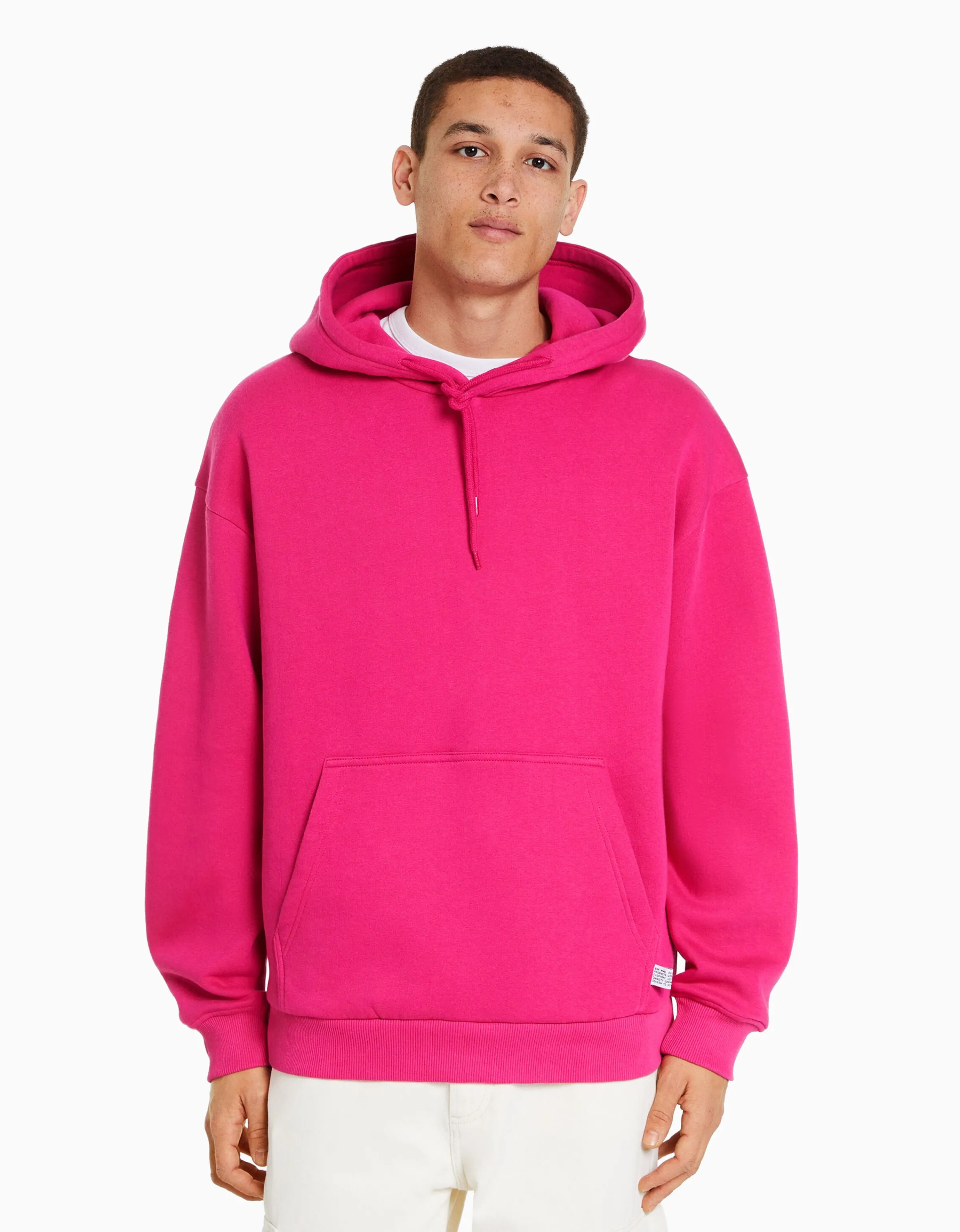 BERSHKA Sudadera capucha oversize Fucsia New