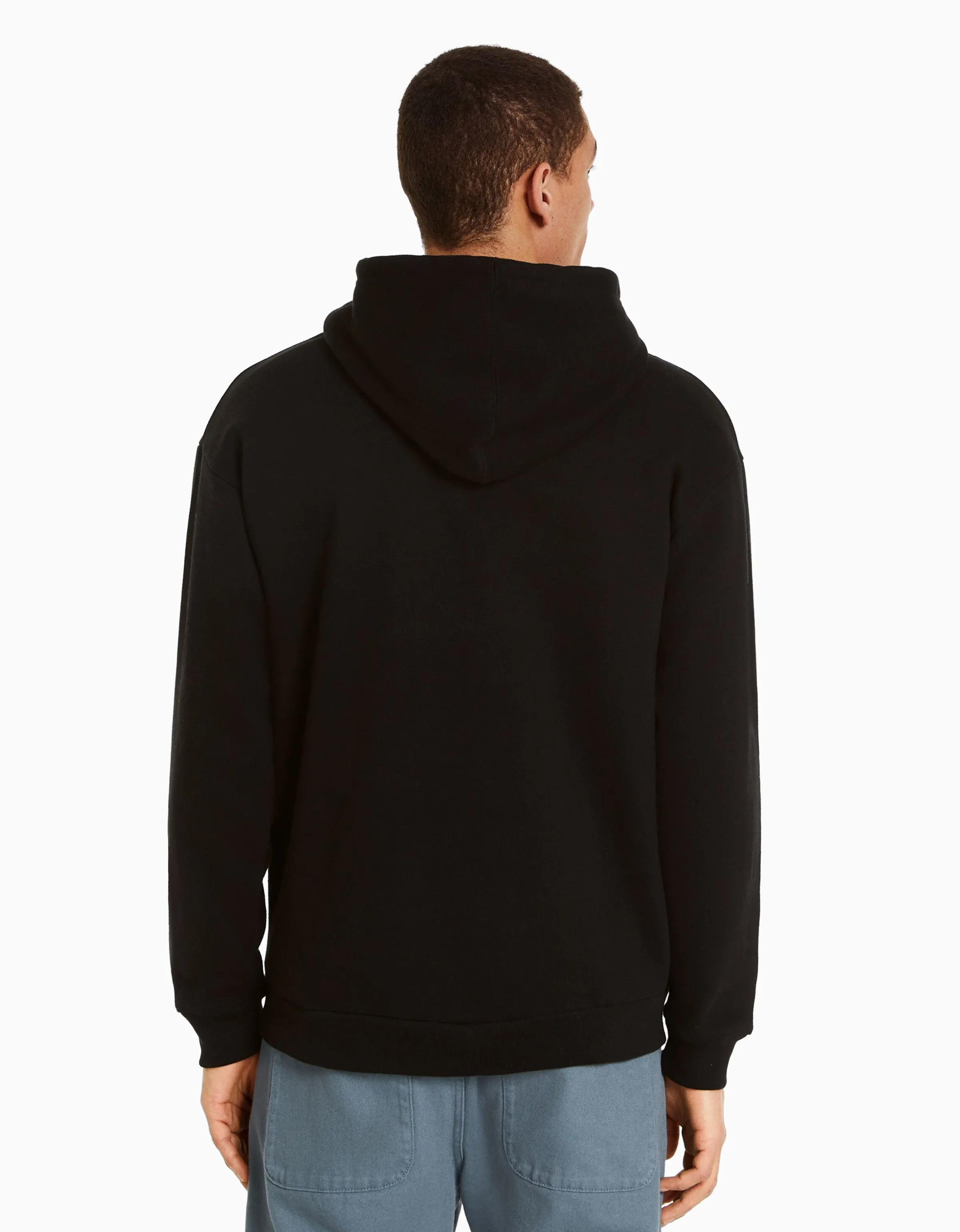 BERSHKA Sudadera capucha oversize Negro Cheap