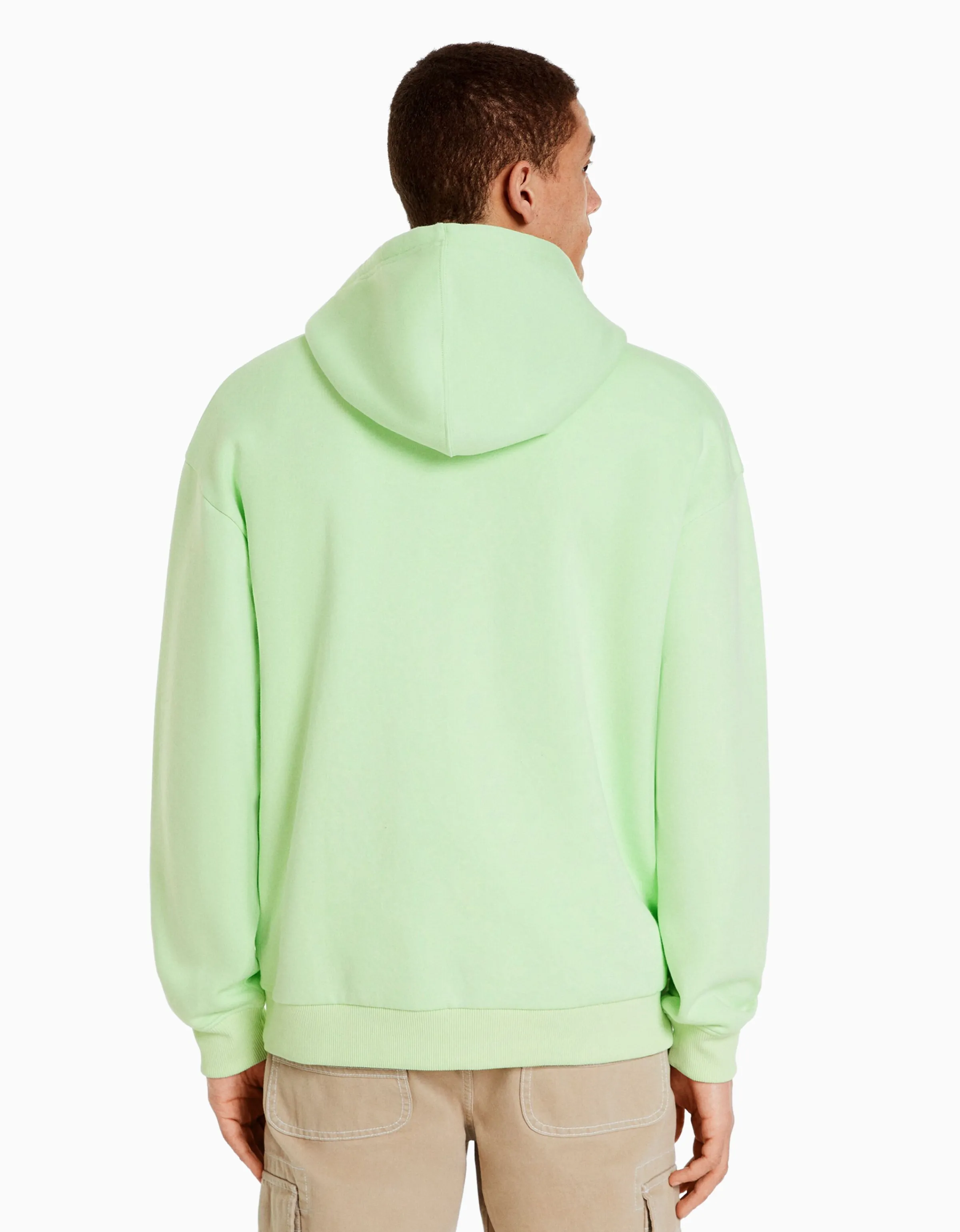 BERSHKA Sudadera capucha oversize Verde Store